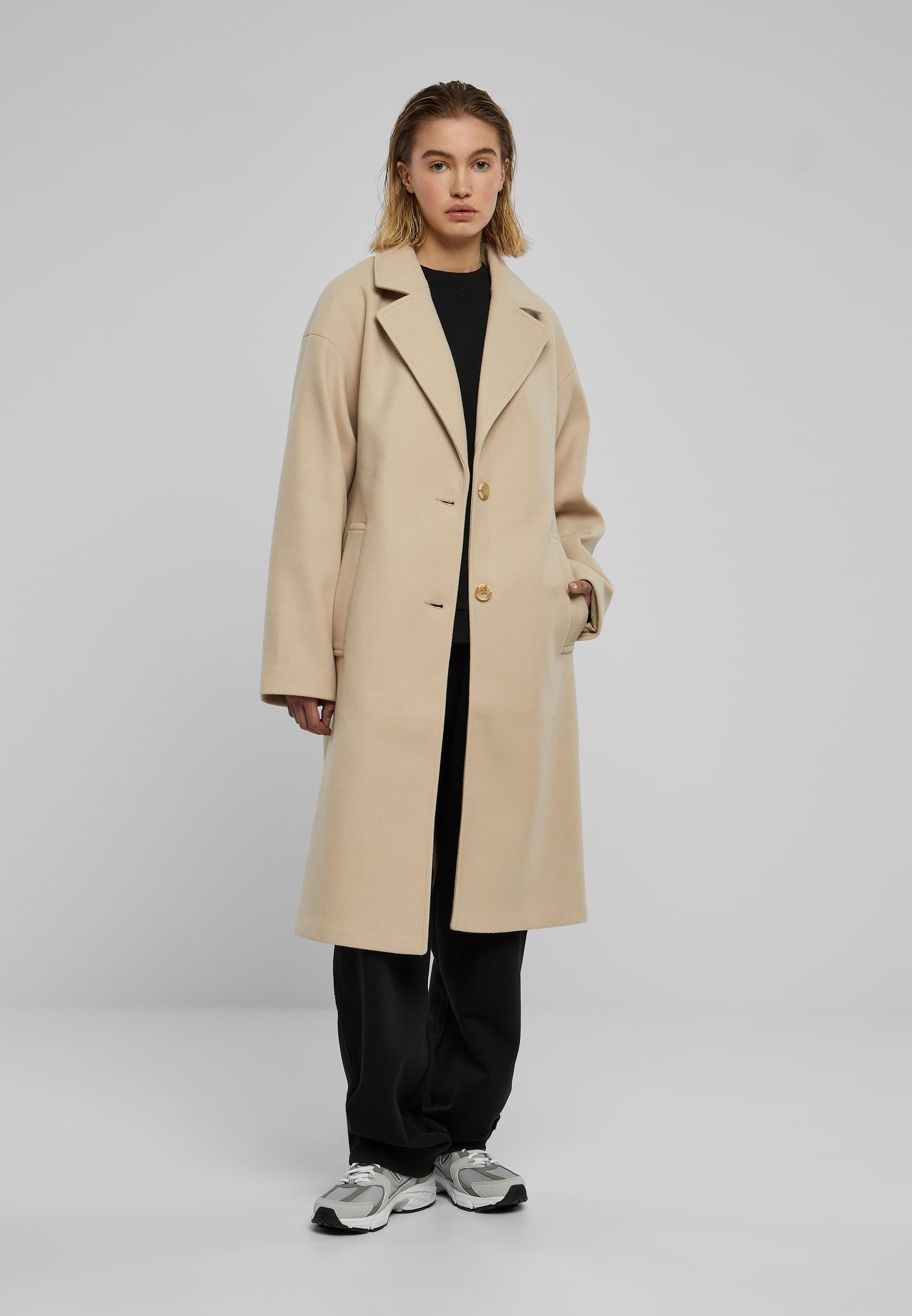 URBAN CLASSICS Winterjacke »Urban Classics Damen Ladies Oversized Long Coat« 1 Stk. tlg. ohne Kapuze