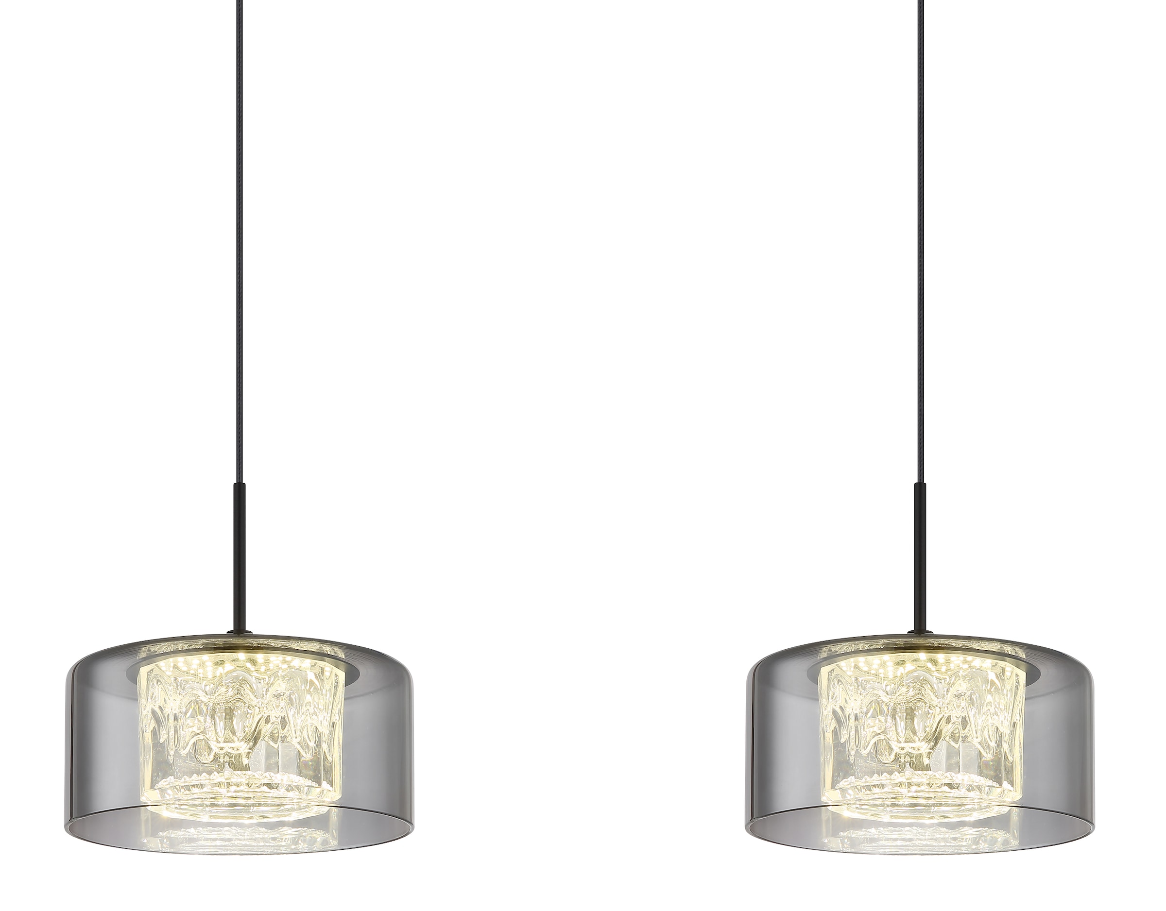 GLOBO LIGHTING LED Pendelleuchte »FOGSY«, Leuchtmittel LED-Modul | LED fest integriert, Hängelampe/Pendelleuchte/Glas rauchfarben/Höhe kürzbar/Esstisch