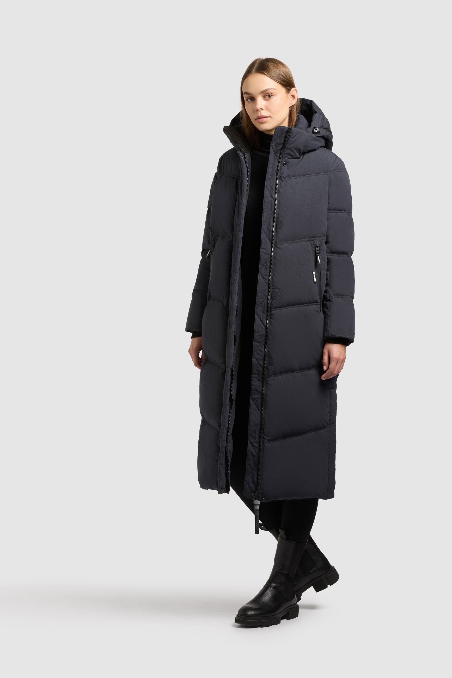 khujo Steppmantel »RITZ« praktische Seitenschlitze mit Reißverschluss, abnehmbare Kapuze