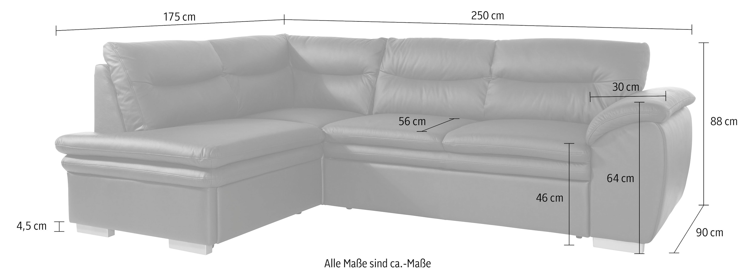COTTA Ecksofa »Leandra L-Form«, wahlweise mit Bettfunktion & Bettkasten