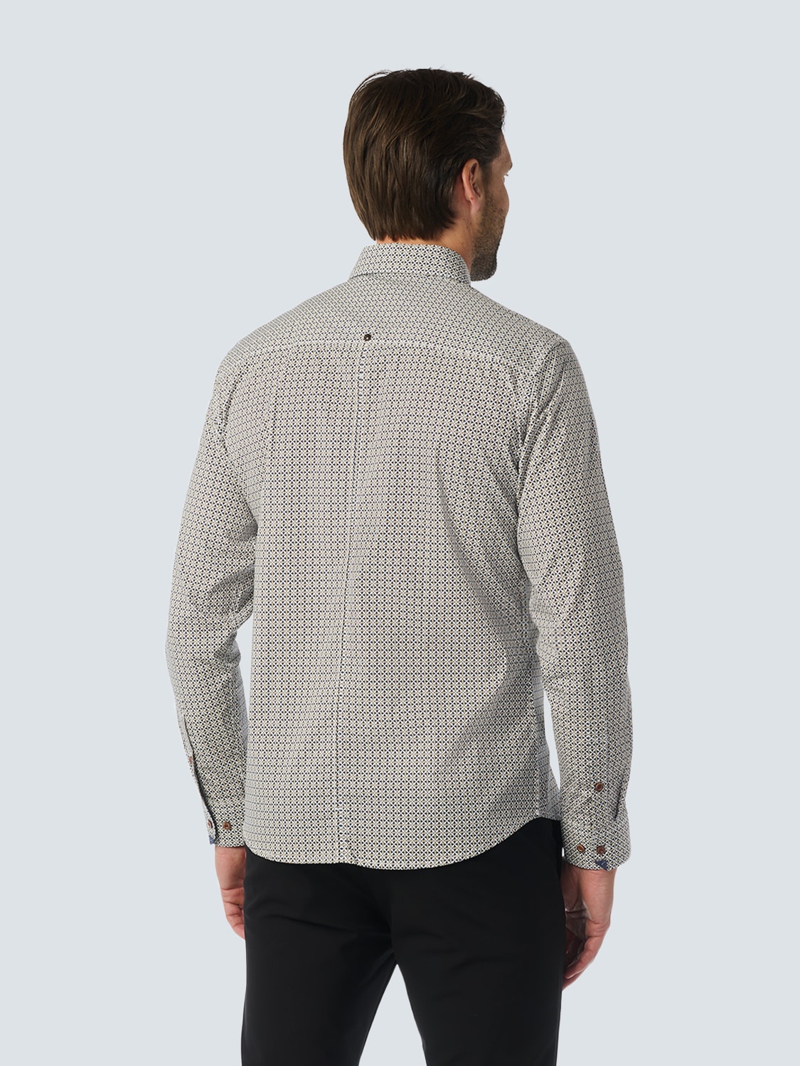 NO EXCESS Langarmhemd »No Excess Stilvolles Winterhemd mit dynamischem Allover-Muster«
