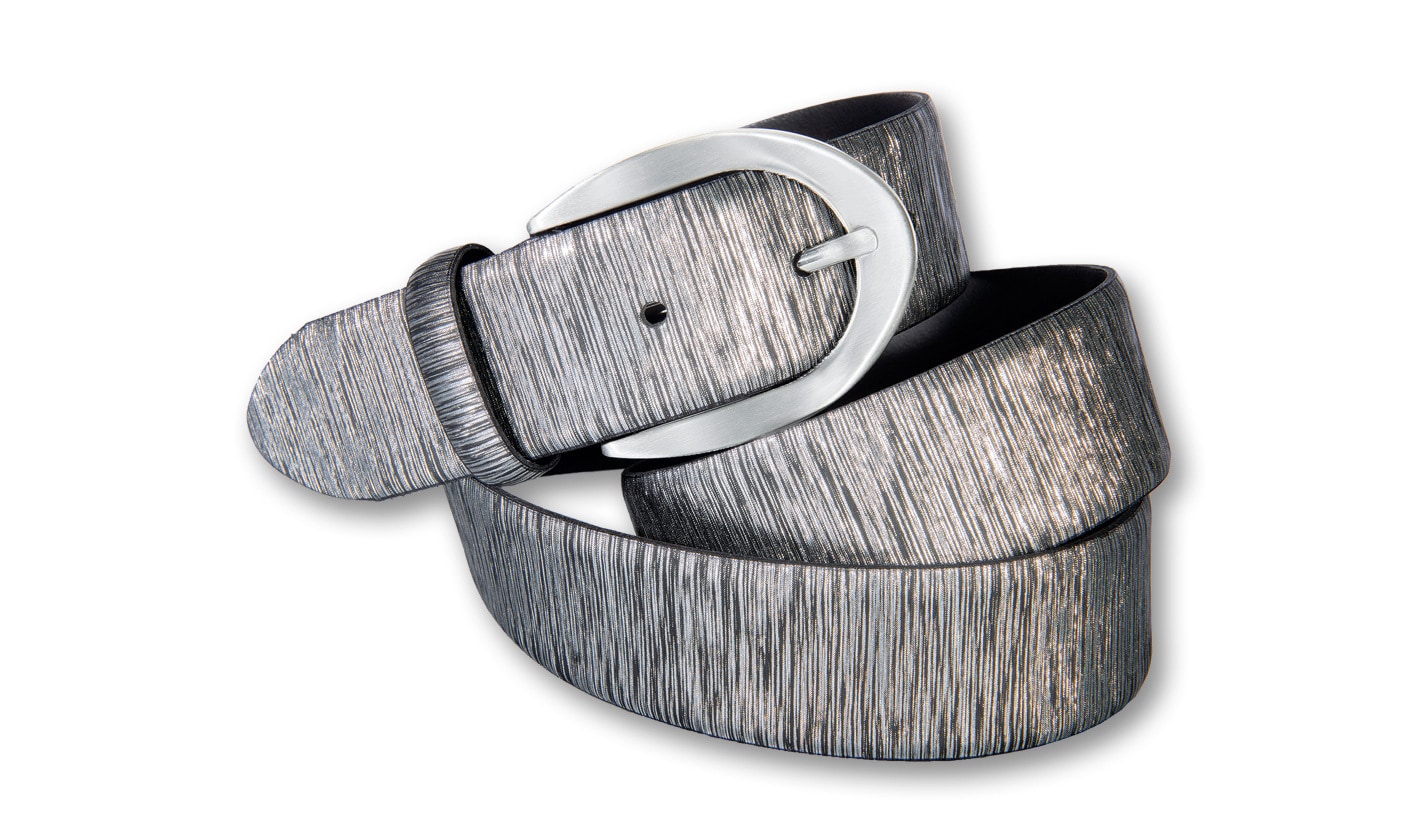 Silbergift Ledergürtel »Ledergürtel mit metallischreflektierenden Stripes«