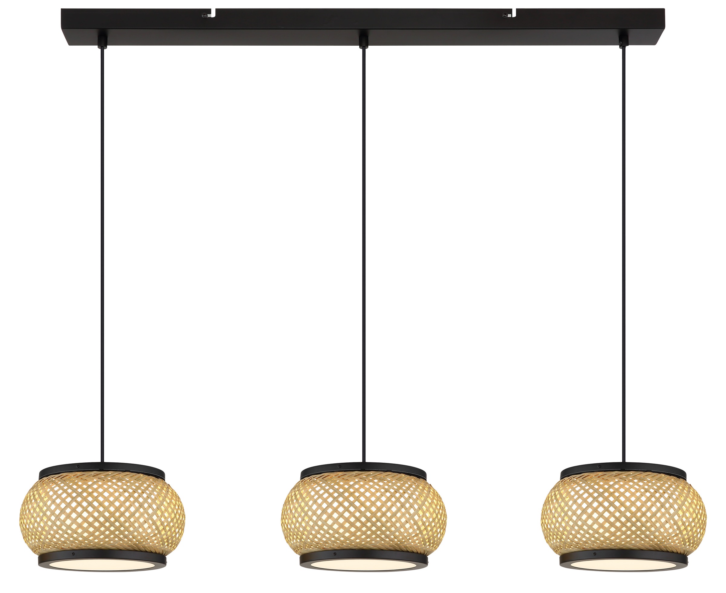 GLOBO LIGHTING Hängeleuchte »BAMBORA« LED-Modul 1 Stk. Schwarz Bambus Hängeleuchte linear LED CCT 920mm