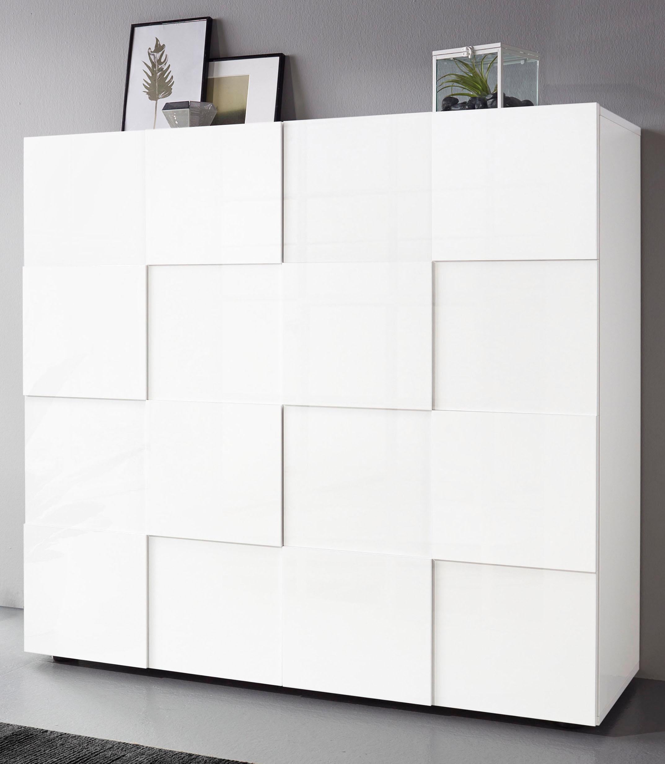 INOSIGN Highboard »Dama Höhe 111 cm, Breite 121 cm, Kommode 2 Türen, Hochkommode«, Front in 3D-Optik, viel Stauraum, verschiedene Farben