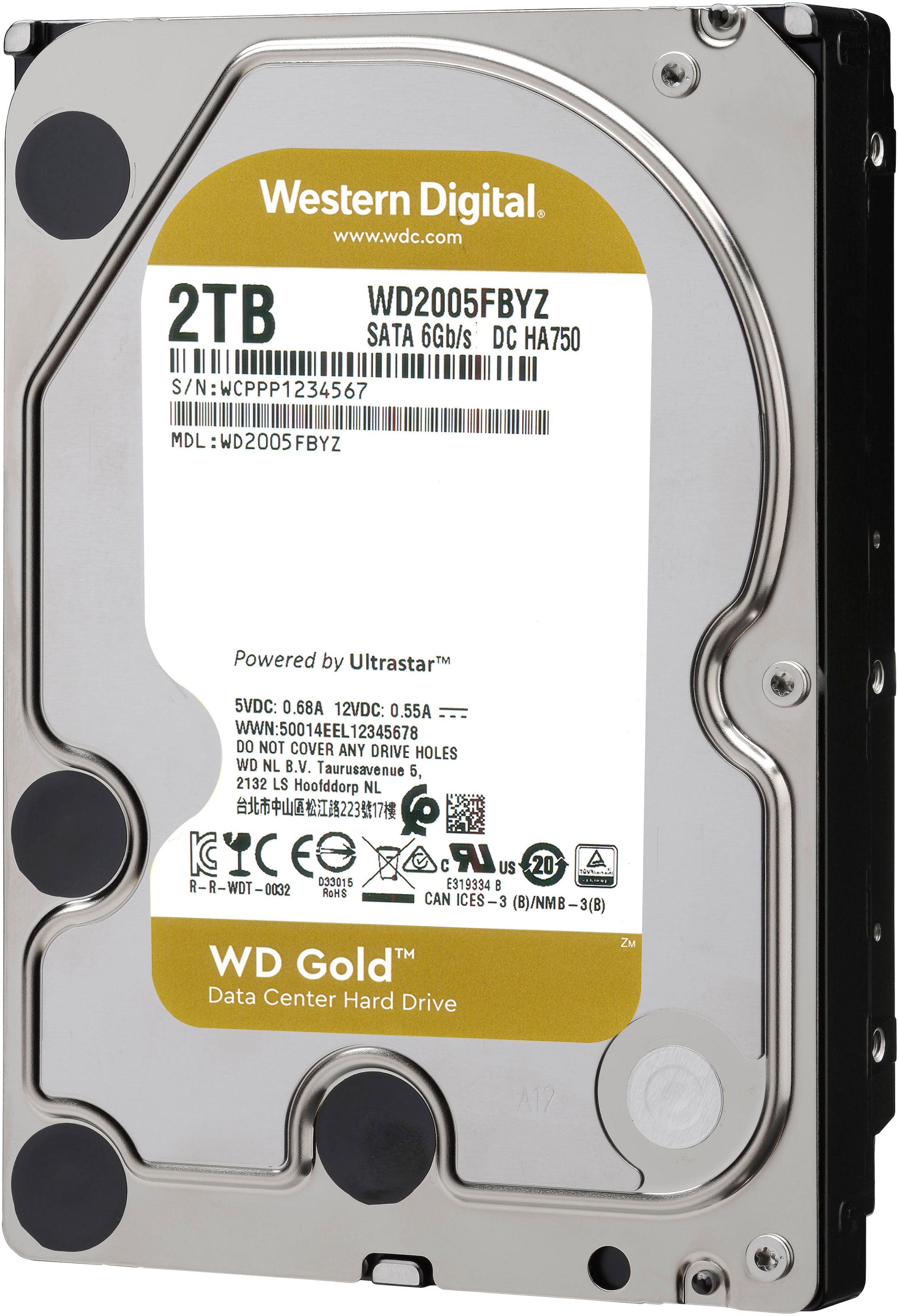 Western Digital HDD-Festplatte »WD Gold«, 3,5 Zoll, Anschluss SATA, SATA Enterprise-Klasse, Bulk