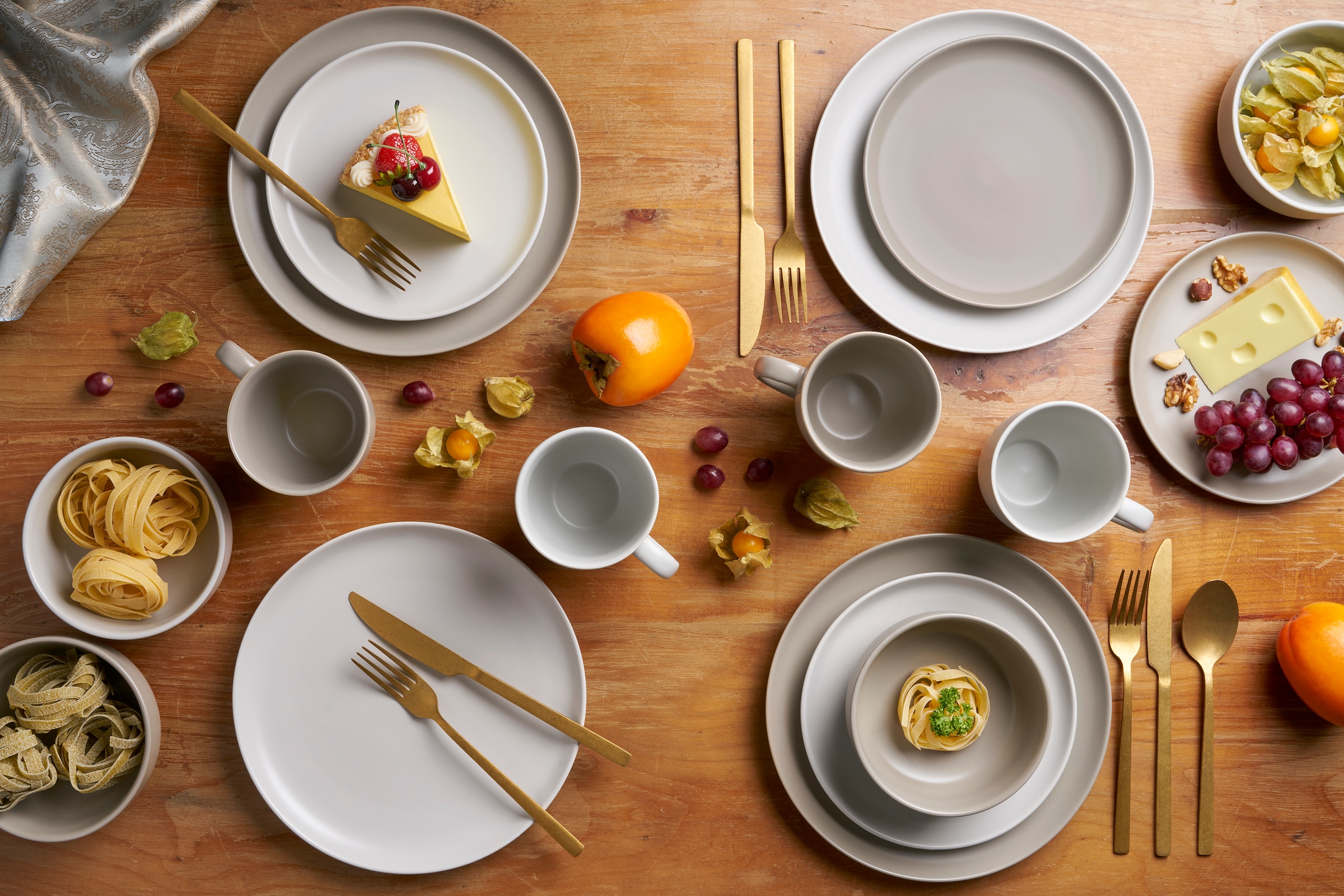 van Well Kombiservice »Geschirr-Set Stockholm, 16-teilig« rund, sand/taupe, spülmaschinen- und mikrowellengeeignet