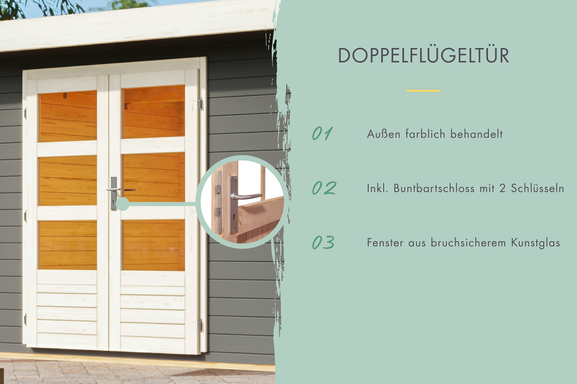Karibu Gartenhaus »28mm Multifunktionshaus Satteldach«, naturbelassen oder terragrau