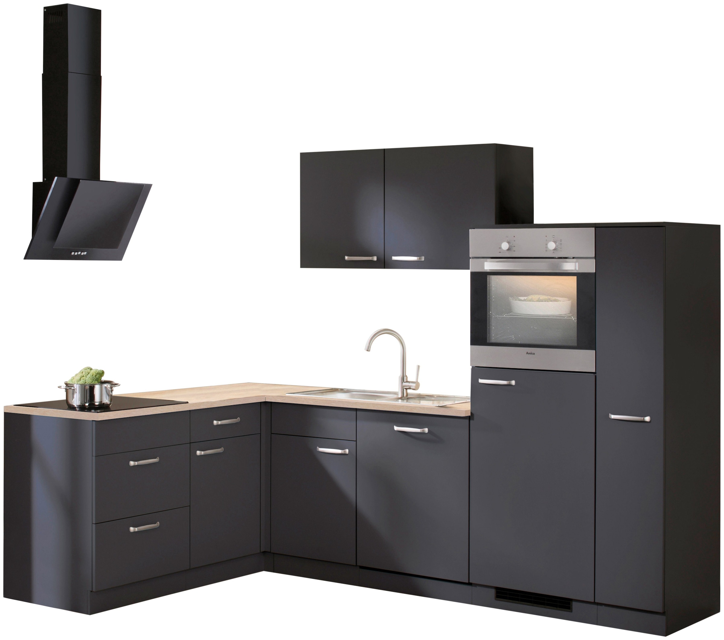wiho Küchen Winkelküche mit 260 E-Geräten, 170 cm im x %Sale »Michigan«, jetzt