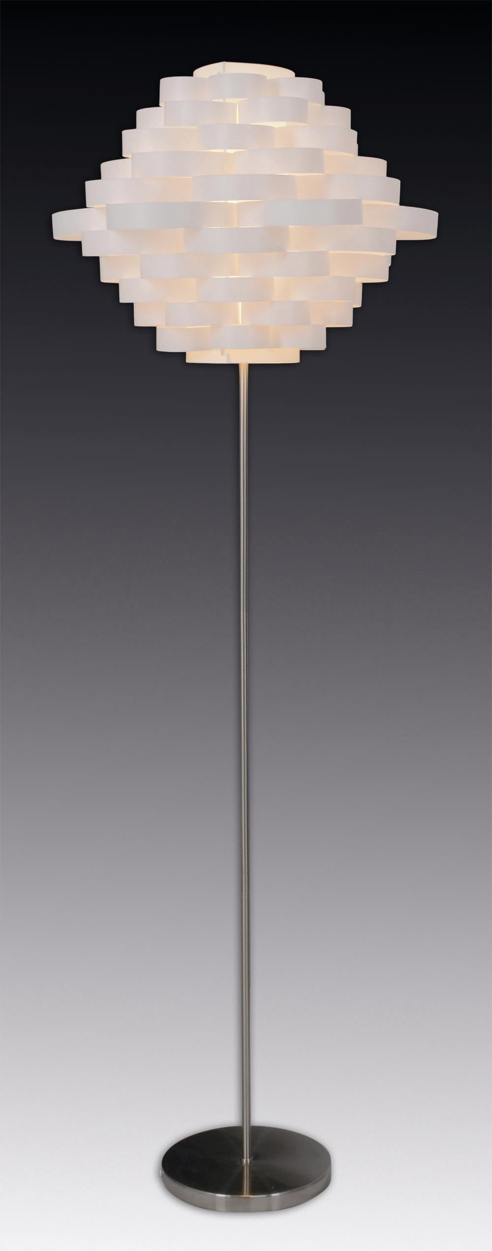 näve Stehlampe »White Line«, 1 flammig, Leuchtmittel E27 | ohne Leuchtmittel, E27 max. 40W, weiß/nickel, Kunststoff/Metall, h: 150cm, d: 55cm