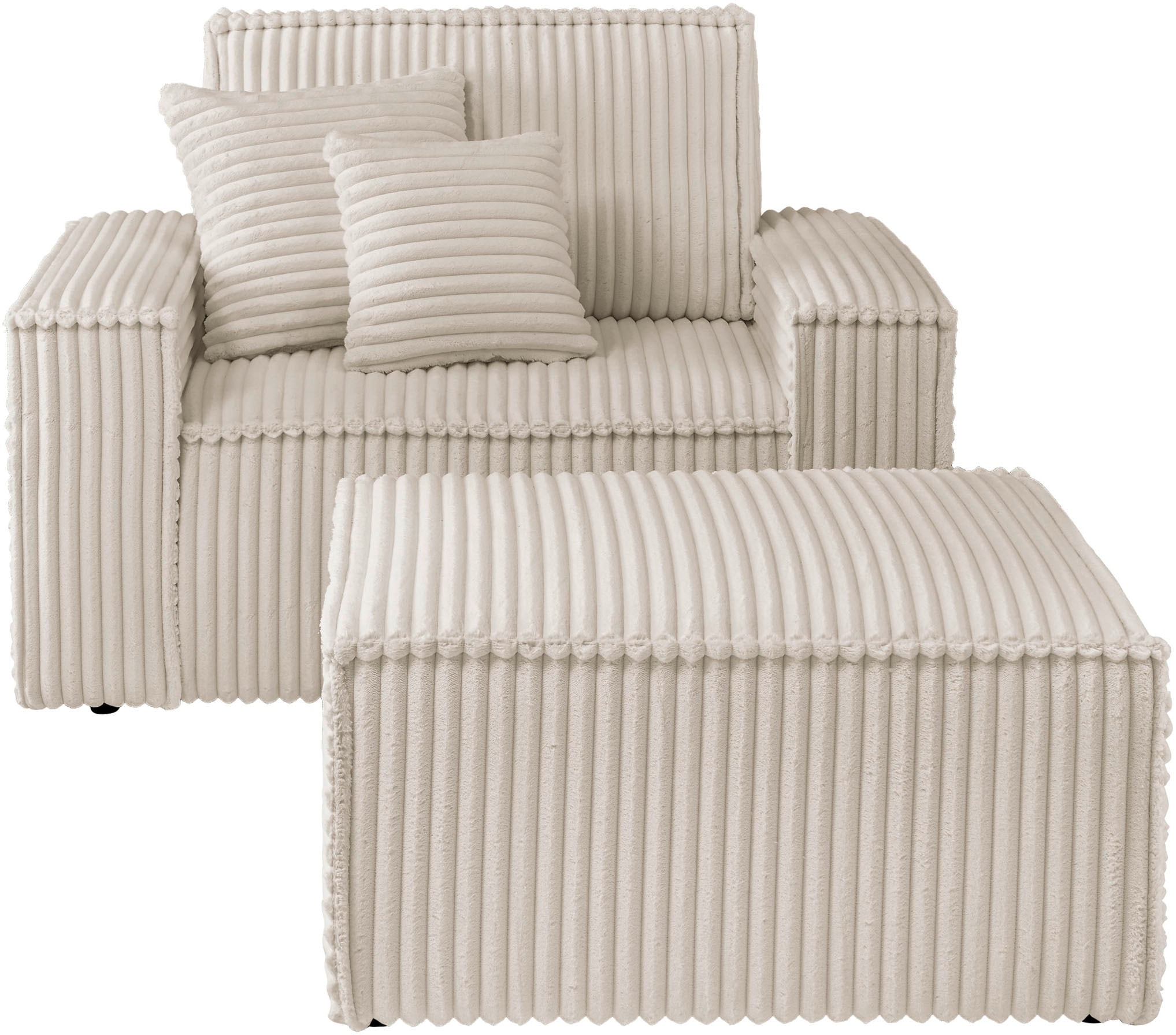 andas Loveseat »FINNLEY, Loveseat & Hocker im Set, trendige Stoffe, inkl. Z günstig online kaufen