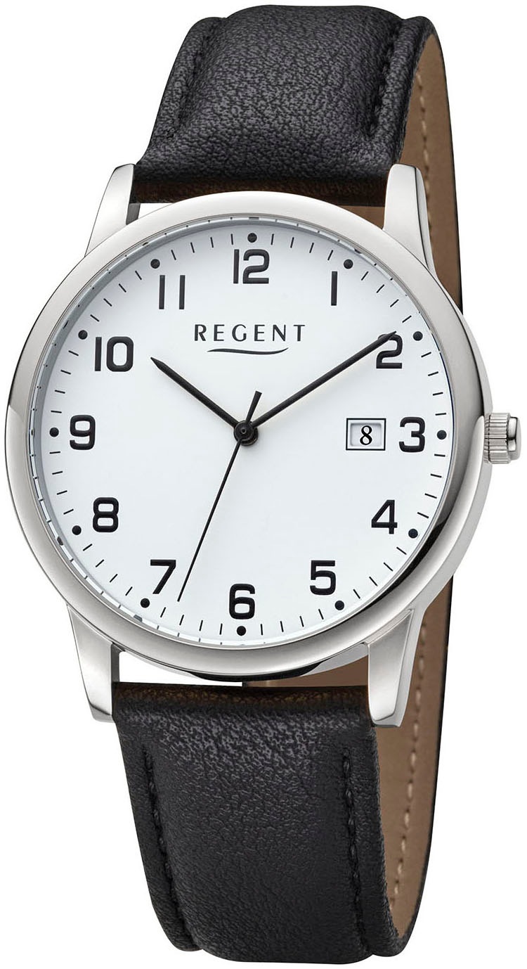 Regent Quarzuhr Armbanduhr, Herrenuhr, Damenuhr, Datum, Lederimitat-Armband