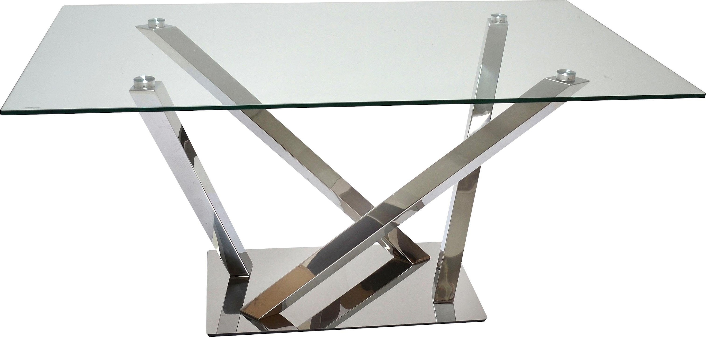 Leonique Esstisch »Micado«, mit Glasplatte und raffiniertem Chromgestell, in Handarbeit gefertigt