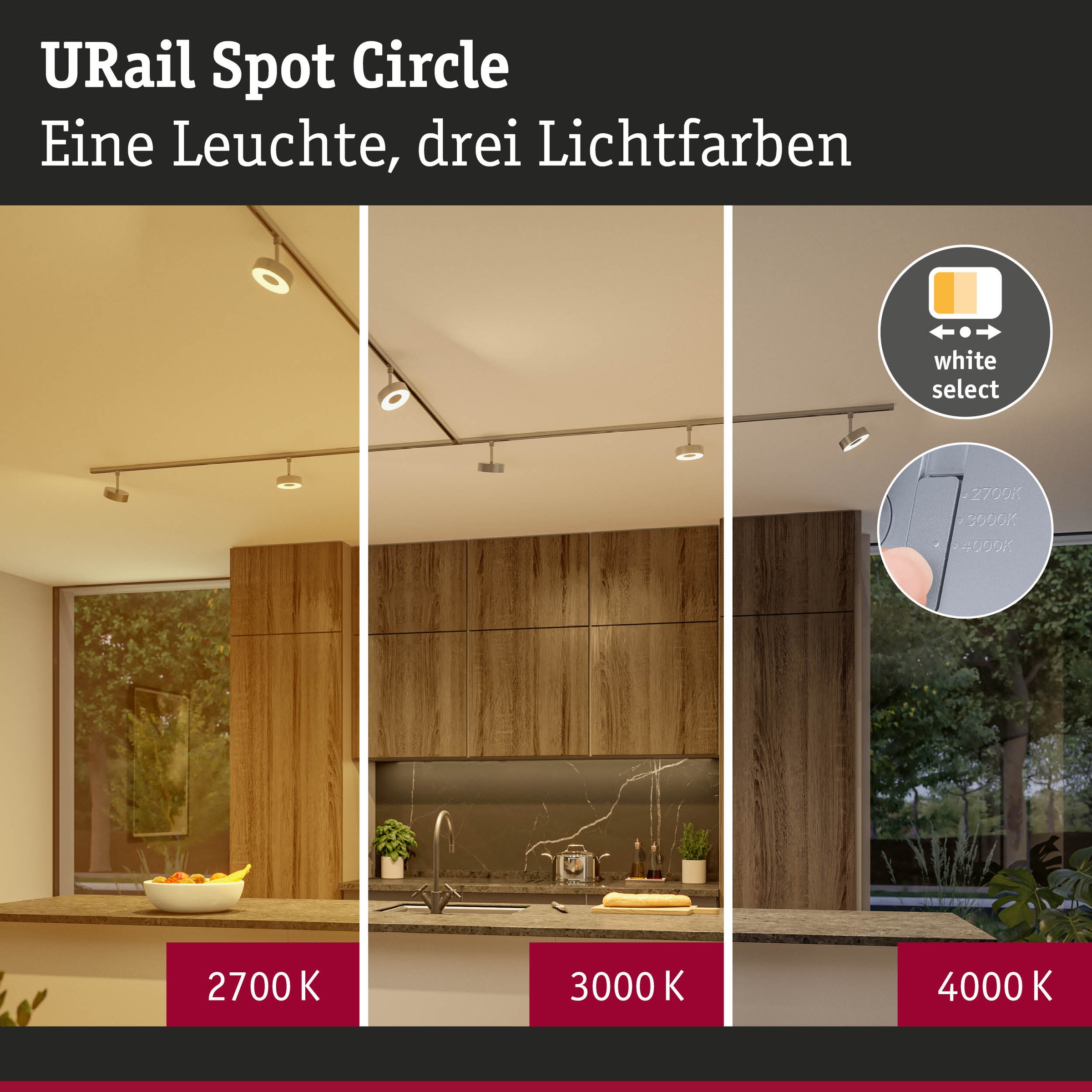 Paulmann Schienensystem-Leuchten »URail Spot Circle 1x5W 2700-4000K 230V« LED-Modul 1 Stk. Farbwechsler 3-Step-Dim