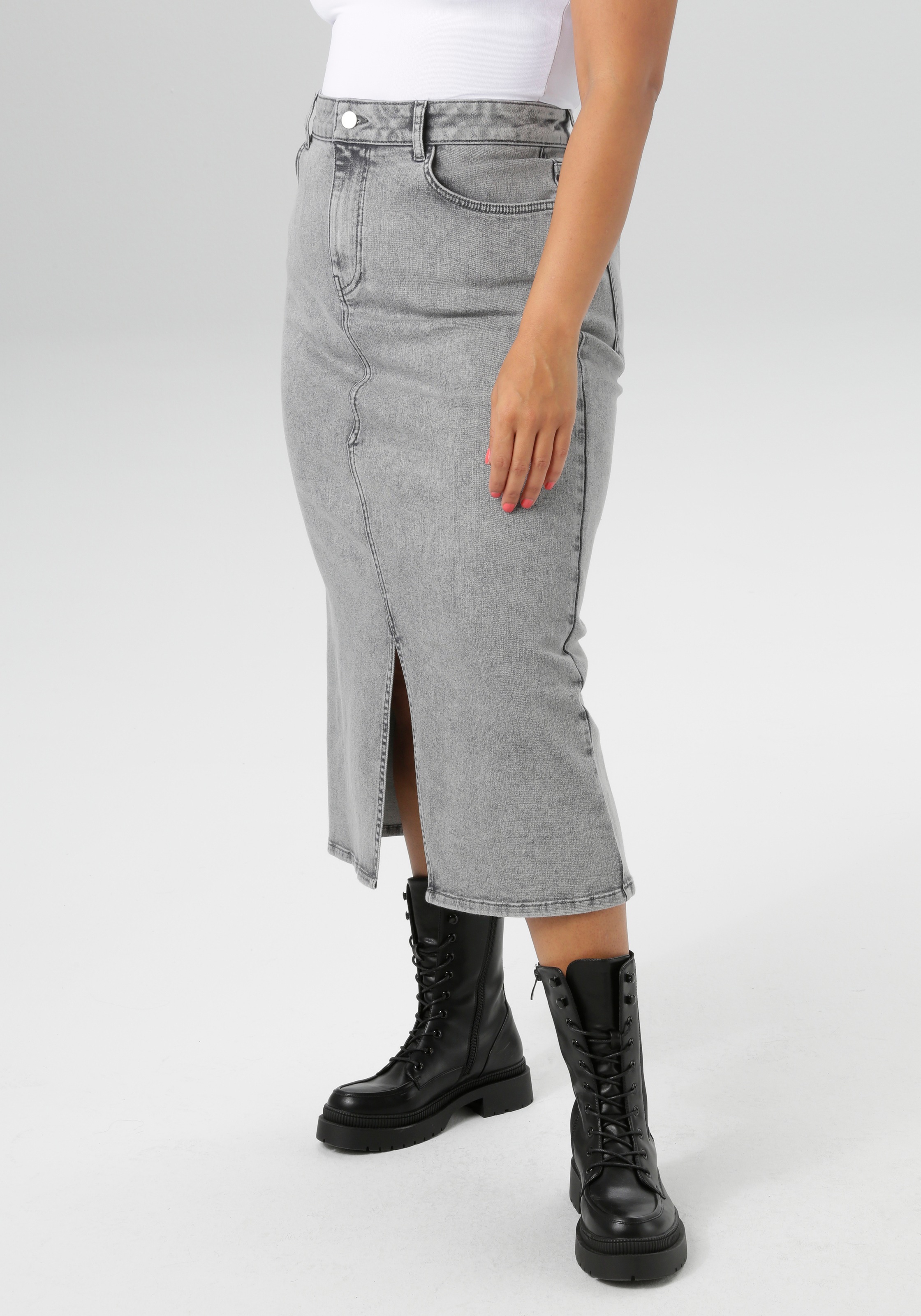 Aniston PLUS Jeansrock, mit Schlitz vorne - NEUE KOLLEKTION