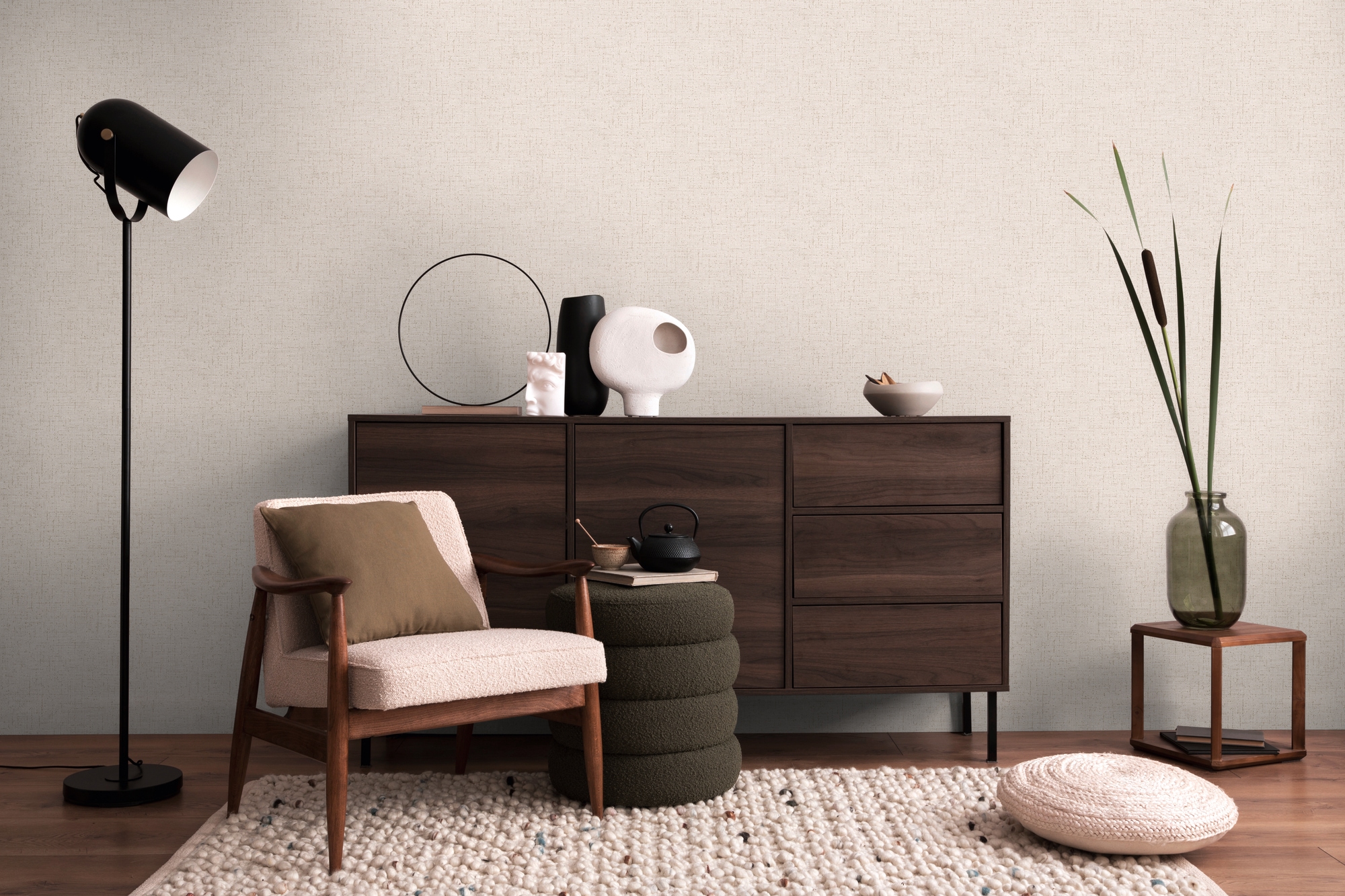 CosmoLiving by Cosmopolitan Vliestapete »Natural Texture – Struktur-Unitapete« matt strukturiert Zeitlose Vliestapete in natürlicher Leinenoptik