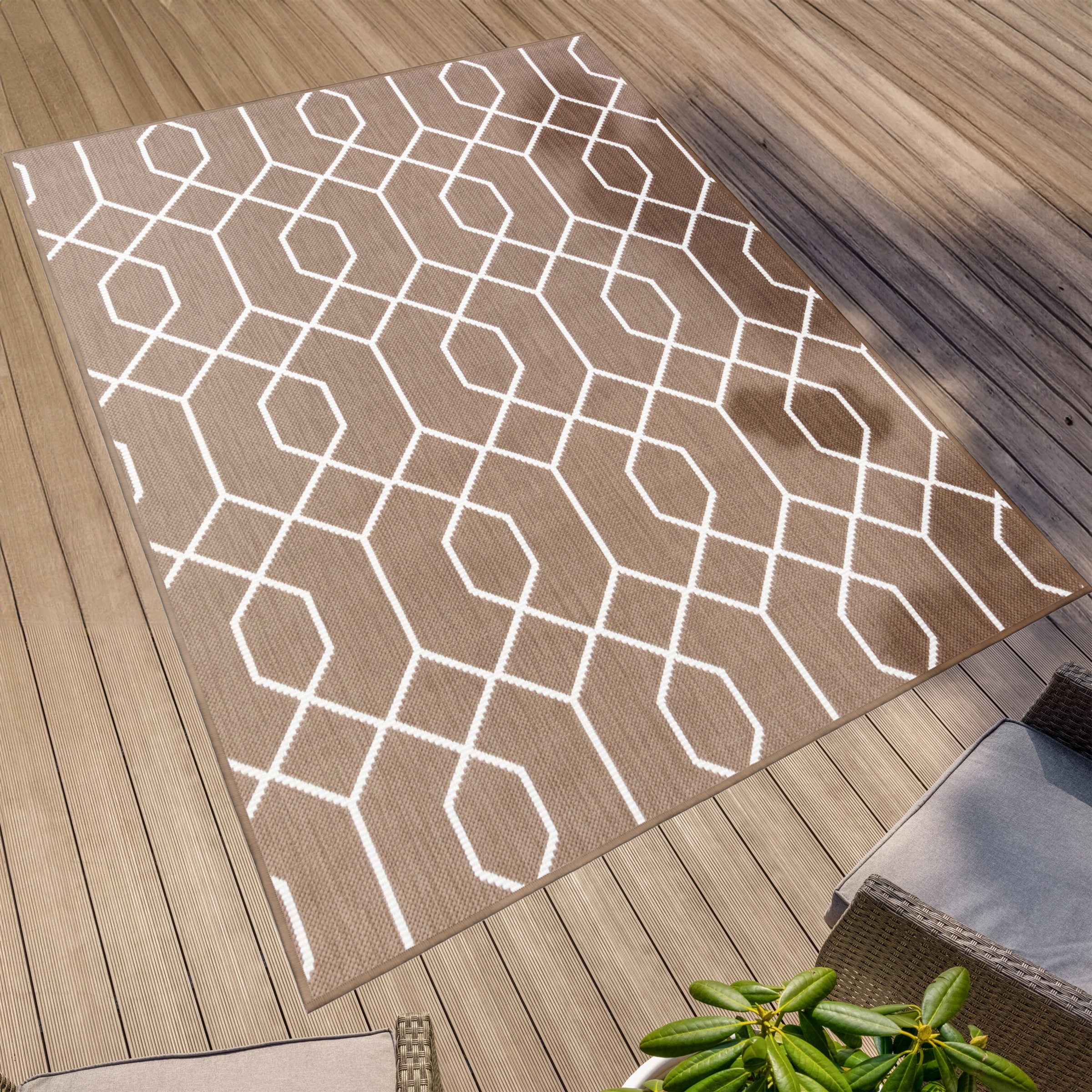 Primaflor-Ideen in Textil Teppich »Outdoorteppich REVERSO - Geo River«, rechteckig, 5 mm Höhe, Wendeteppich, modernes Design, In- und Outdoor geeignet, wasserfest