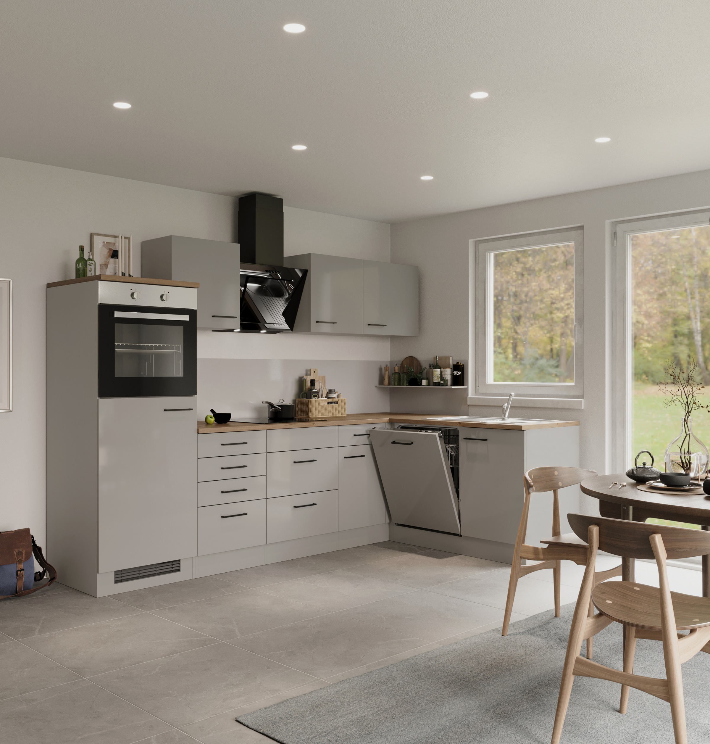 Flex-Well Küchenzeile »Lund« wahlweise mit E-Geräten, Stellbreite 280x170 c günstig online kaufen