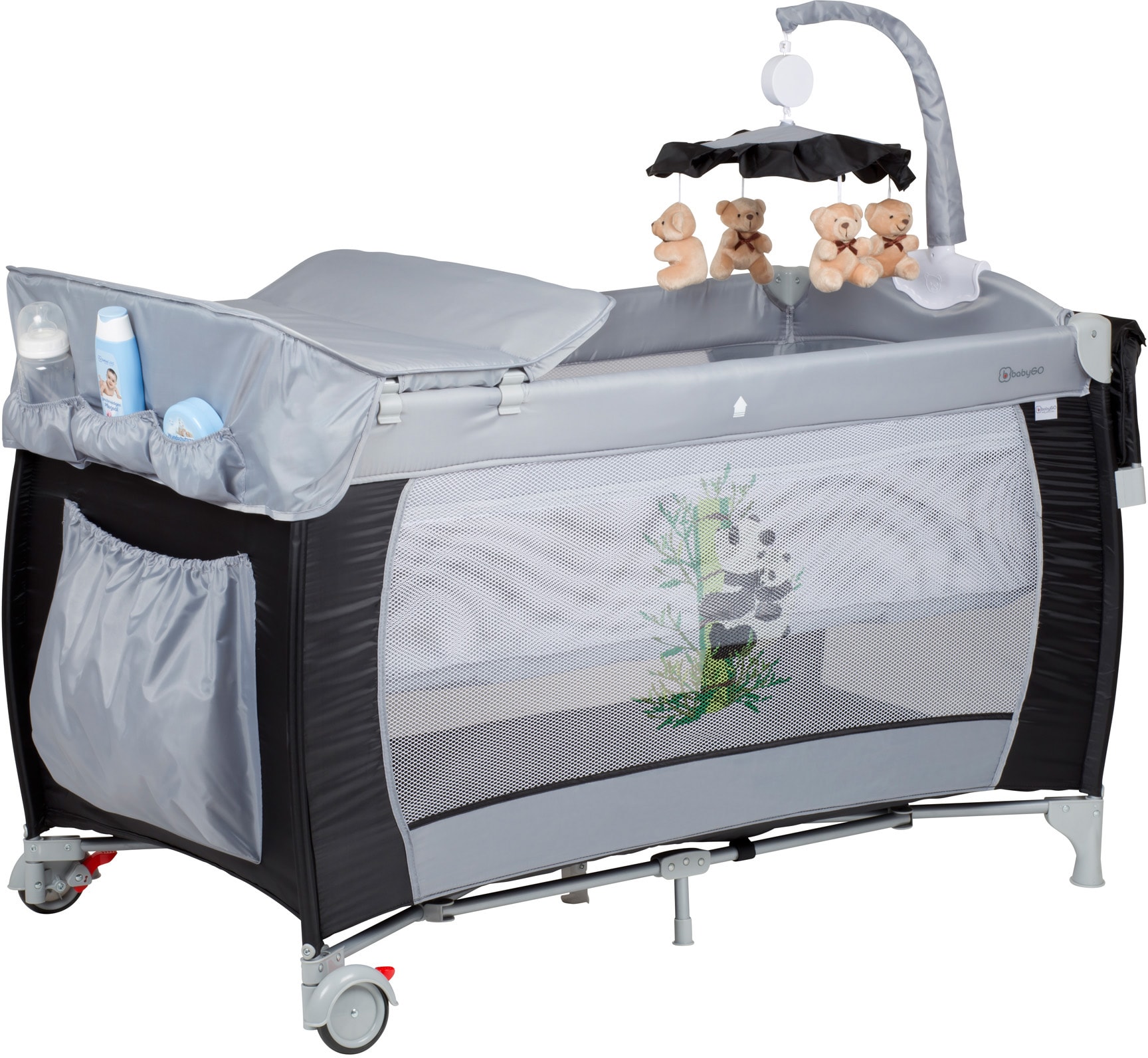 BabyGo Baby-Reisebett »Sleeper Deluxe, black«, mit Musik-Mobile