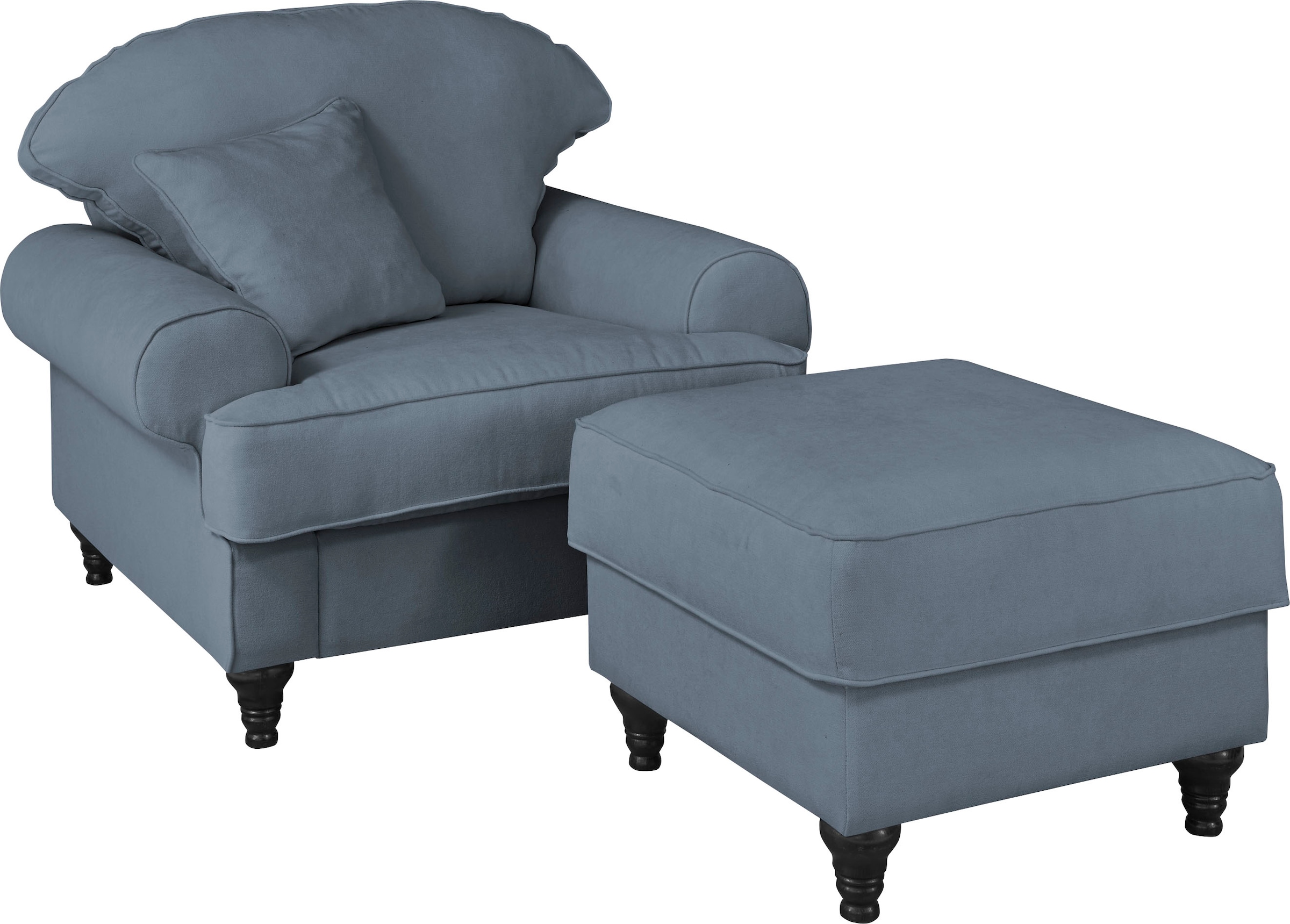Home affaire Sessel »WESTMINSTER«, (Set, 2 St., 1Sessel, 1 Hocker), mit Federkern-Polsterung
