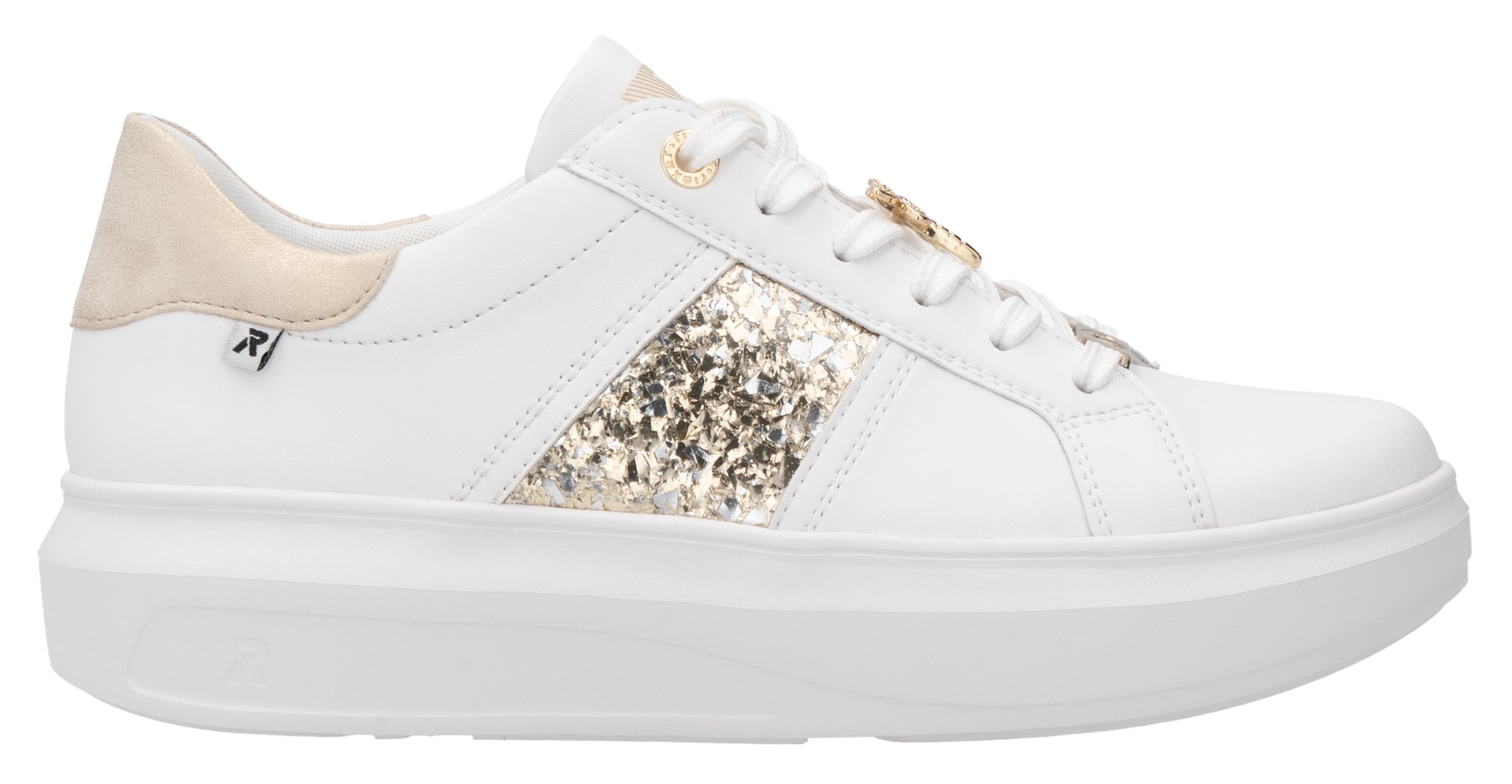 RIEKER Sport Plateausneaker  mit stylischen Metallic-Details, Freizeitschuh, Halbschuh, Schnürschuh