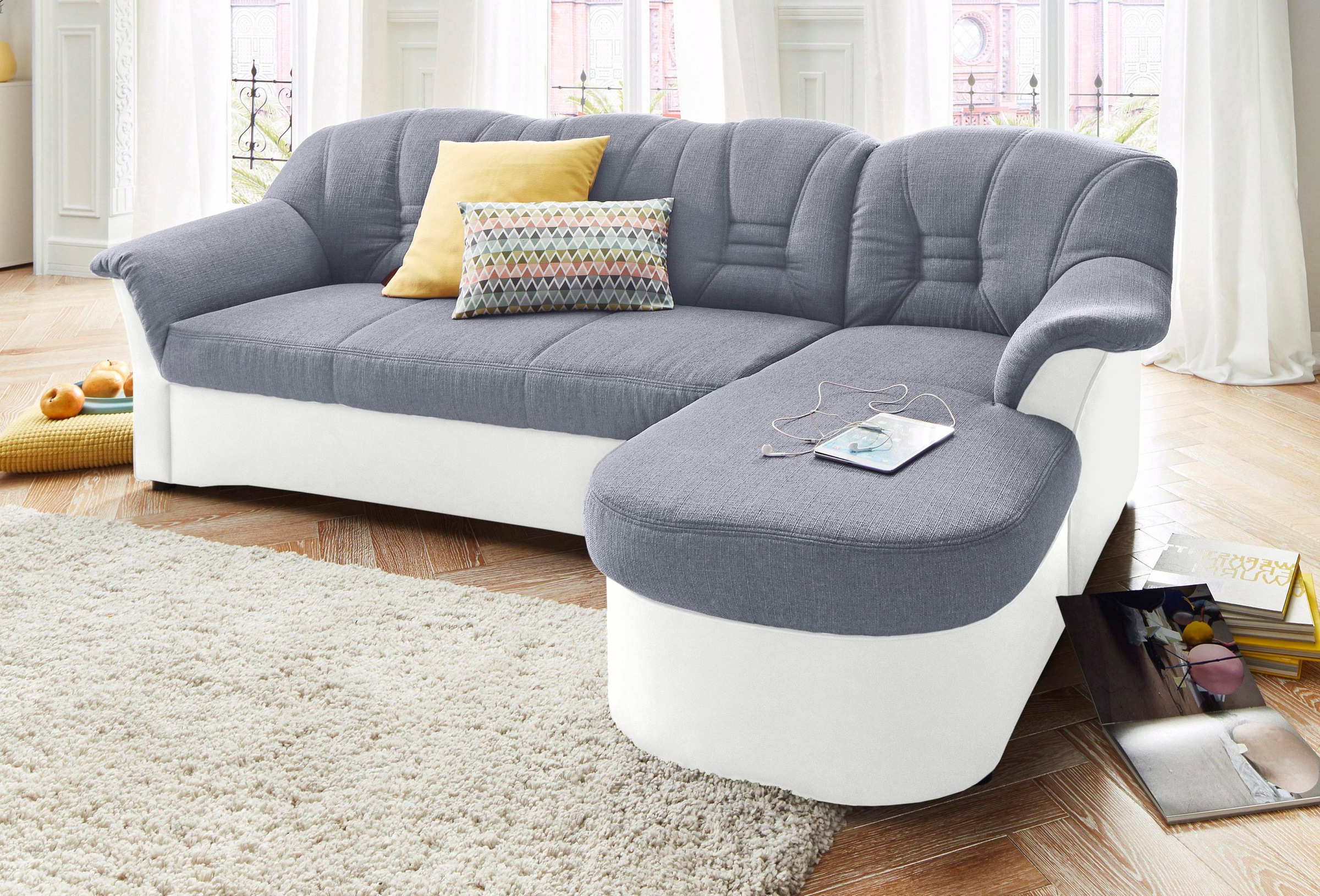 DOMO collection Ecksofa »Elva, zeitlose Formensprache, elegante Rückenstepp günstig online kaufen