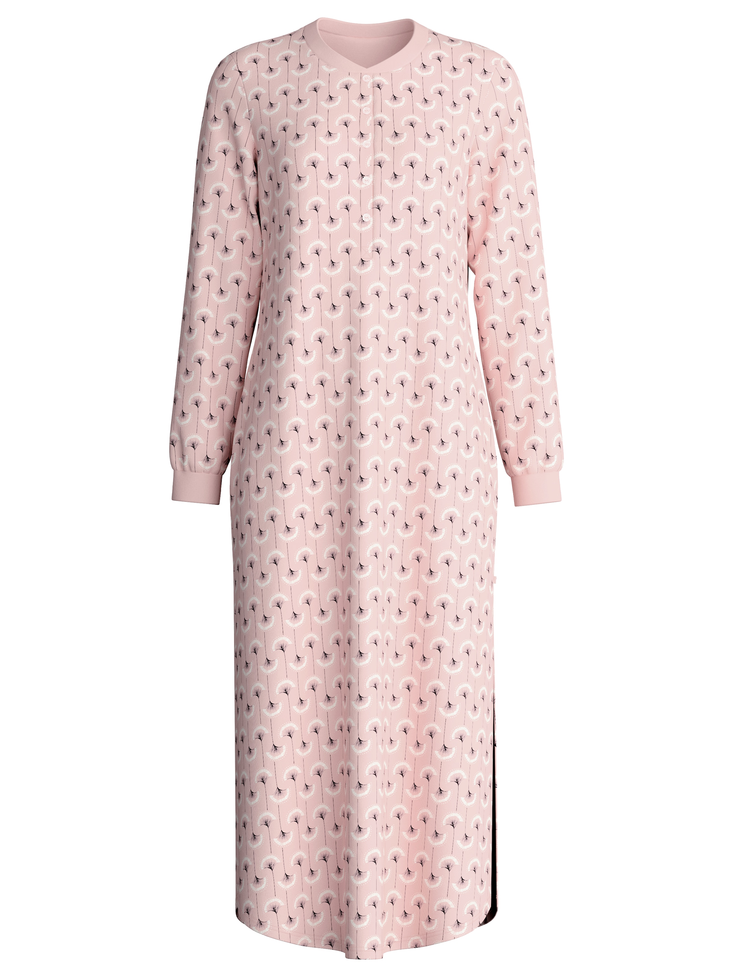 CALIDA Nachthemd »Midnight Flowers« Ohne Taschen Knopfleiste, Heavy Interlock, Pure Cotton, wärmend, bequem