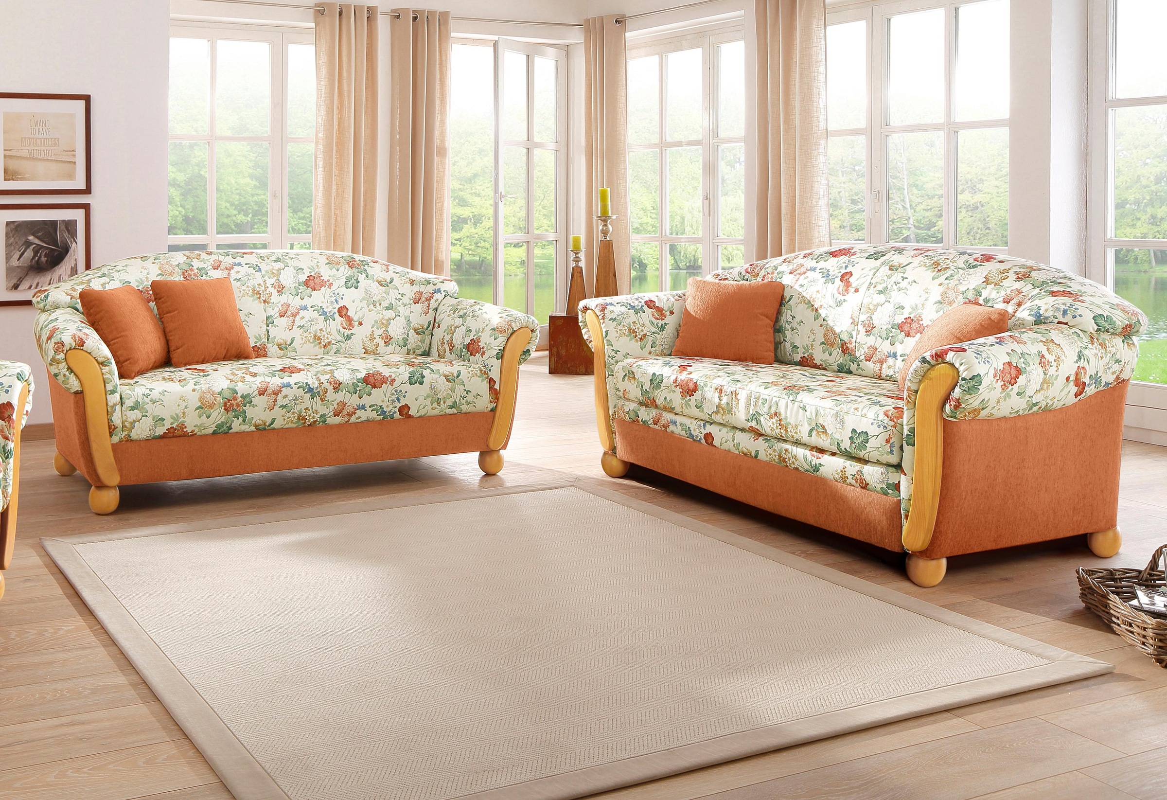 Home affaire Polstergarnitur »Milano, bequem durch Federkern, Landhaus Stil günstig online kaufen