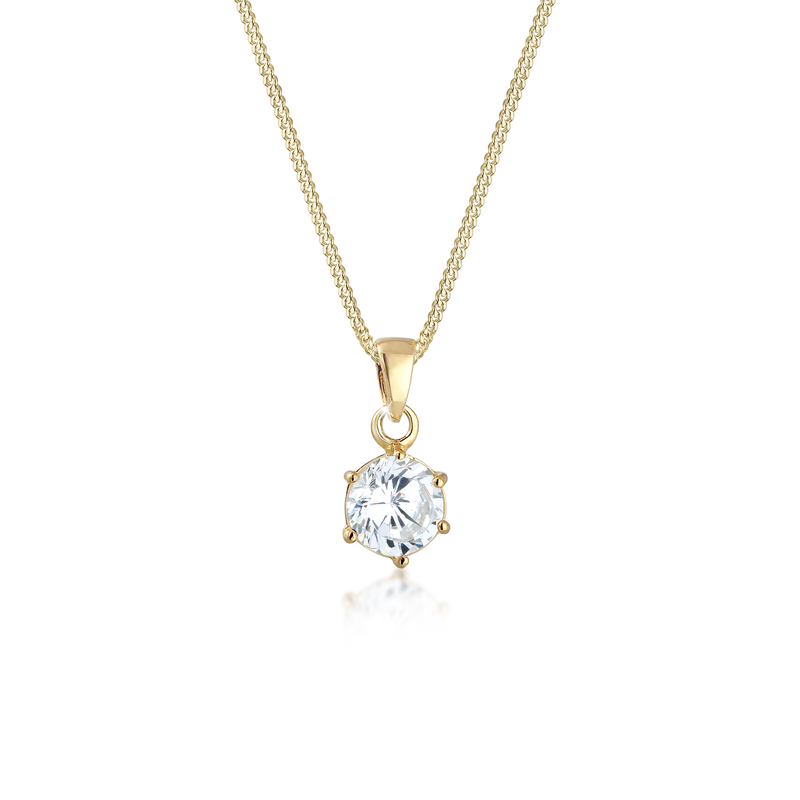 ELLI PREMIUM Collierkettchen »Solitär Halskette Zirkonia Weiß 375 Gelbgold« Gold 45 Halskette für Damen mit Zirkonia verleiht jedem Outfit einen...