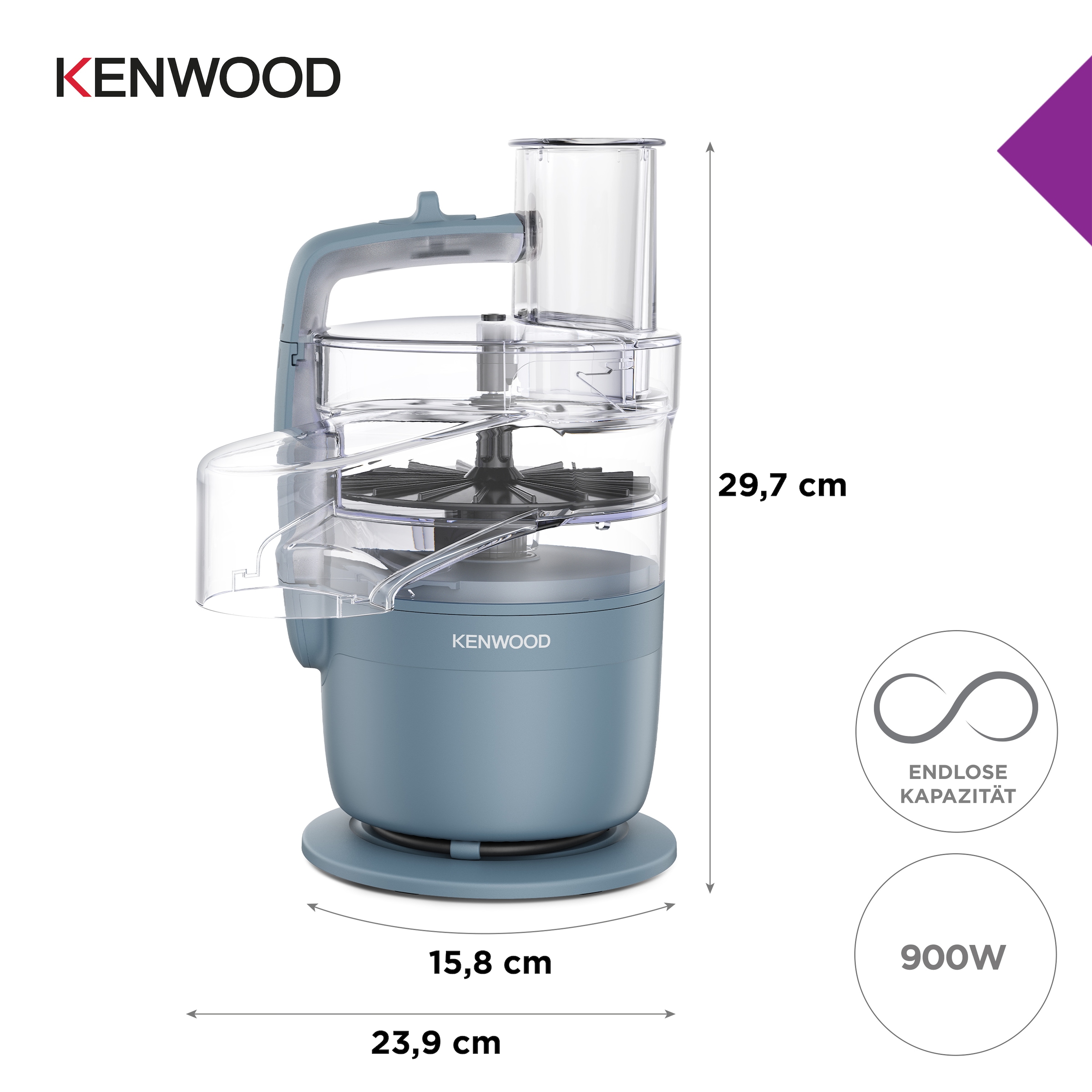 Kenwood Küchenmaschine »MultiPro Go FDP23.140GY« Kompakt-Küchenmaschine zum Schneiden, Reiben, Pürieren & Teig Kneten