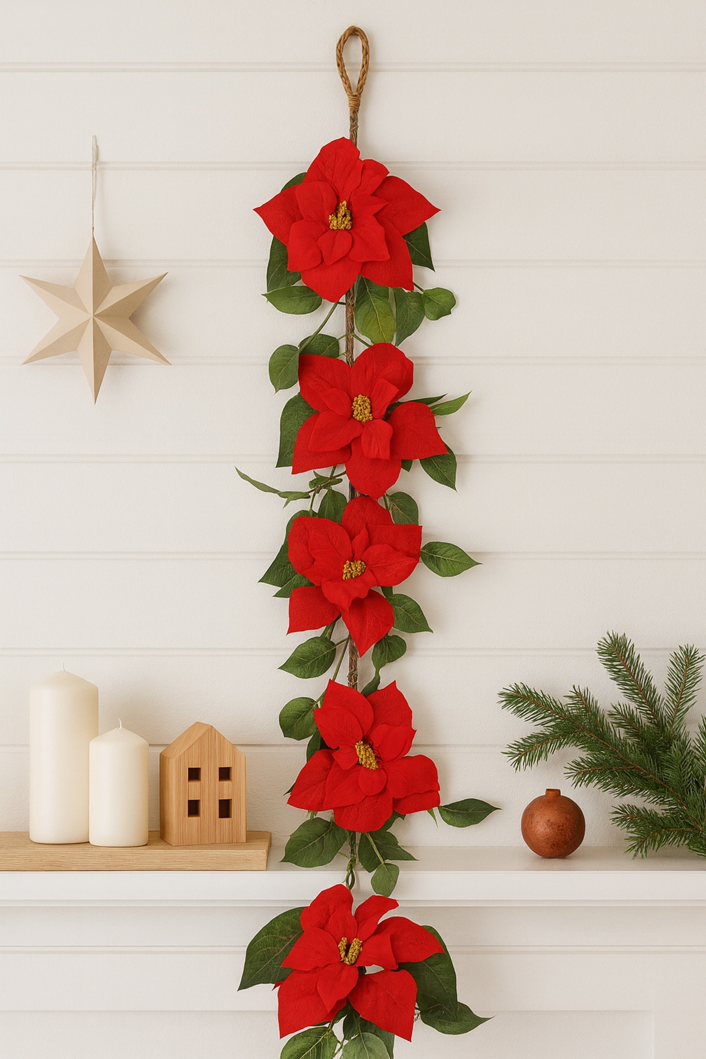 I.GE.A. Kunstgirlande »Poinsettiaranke« Weihnachtsgirlande Girlande Christstern Weihnachtsdeko Weihnachtsstern