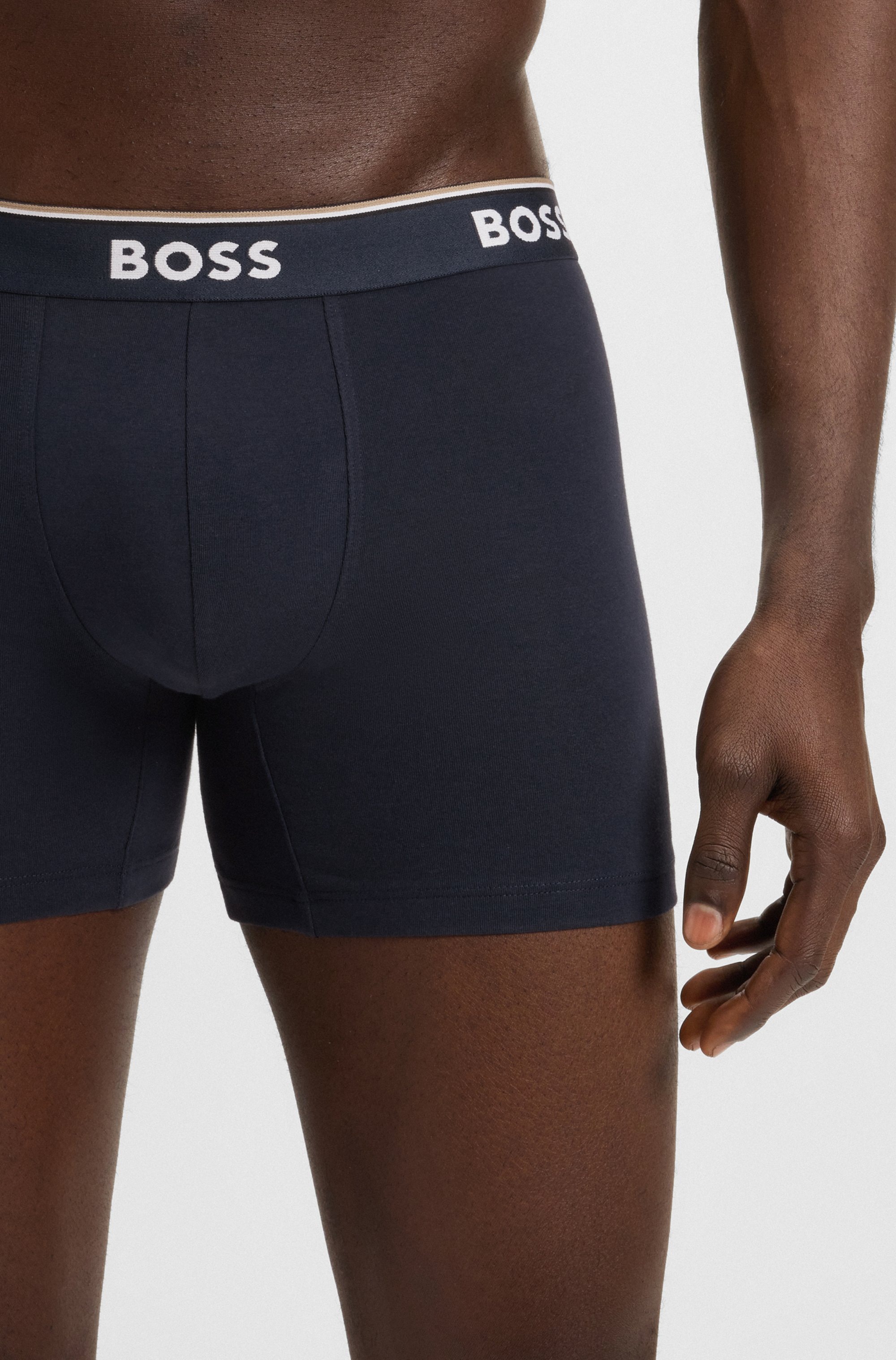 BOSS Langer Boxer »Brief 3 PACK«, mit farblich passendem Webbund