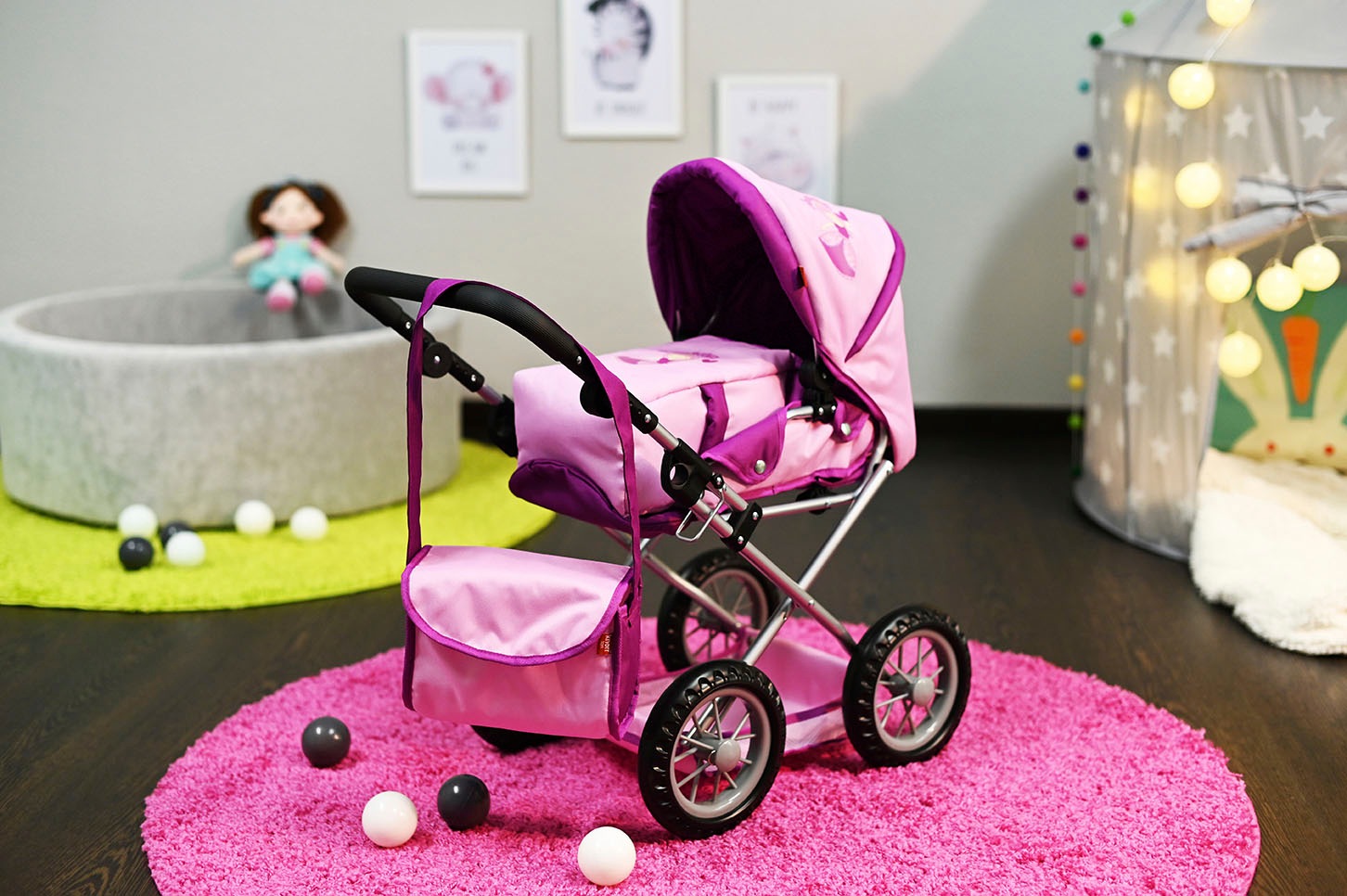 Knorrtoys® Kombi-Puppenwagen »Ruby - princess pink«, mit Wickeltasche