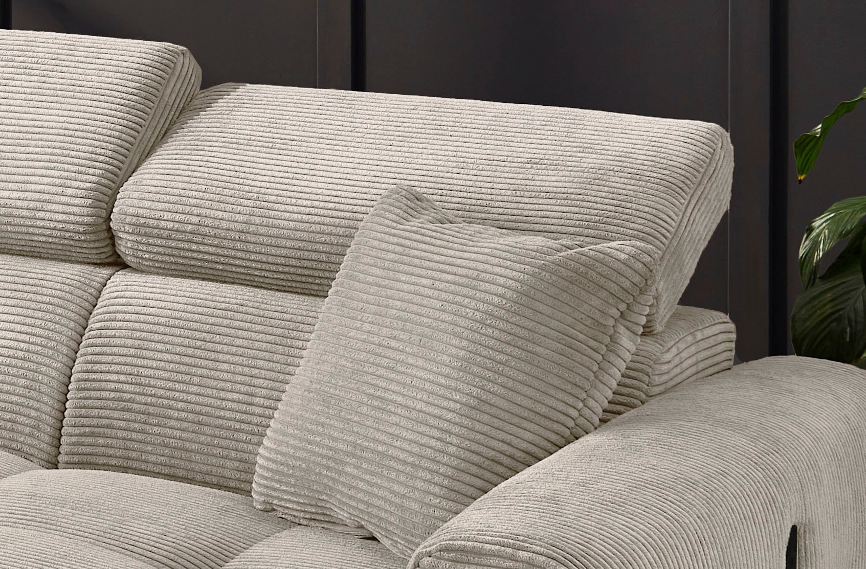 Jockenhöfer Gruppe Ecksofa »Cremona L-Form, B: 263 cm, mit 30 cm elektr. Sitztiefenverstellung« 140kg Belastbarkeit je Sitz, Kopfteilverstellung & USB-Anschluss