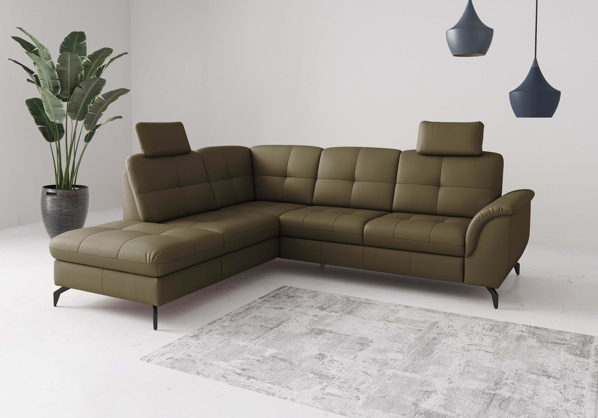 Ecksofa SIT & MORE "Zora", olive, T:212cm, Sofas, Ecksofa