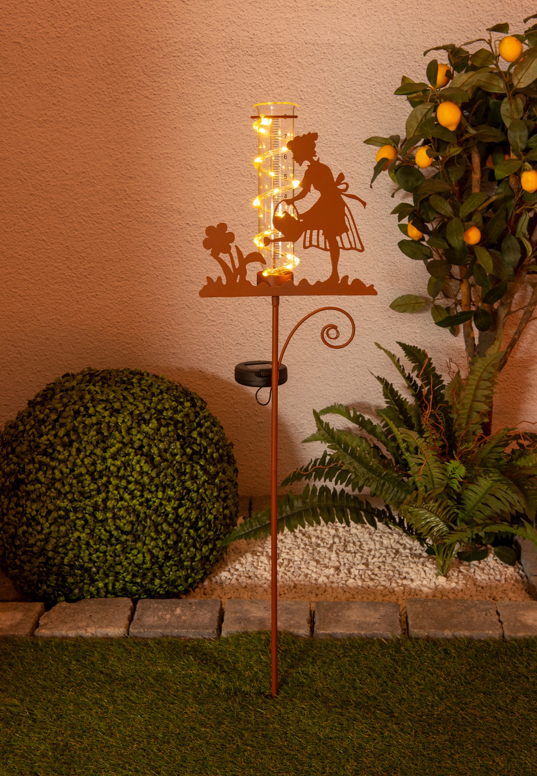 näve LED Solarleuchte »Elaia«, 1 flammig, Regenwassermesser, Akku/Batterie, Material: Eisen, Glas, Kunststoff