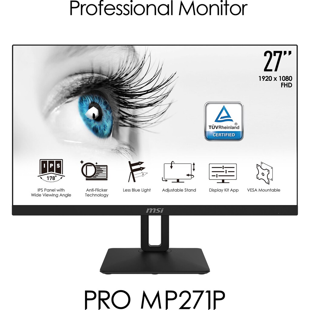 MSI LED-Monitor »PRO MP271P«, 69 cm/27 Zoll, 1920 x 1080 px, Full HD, 5 ms Reaktionszeit, 60 Hz