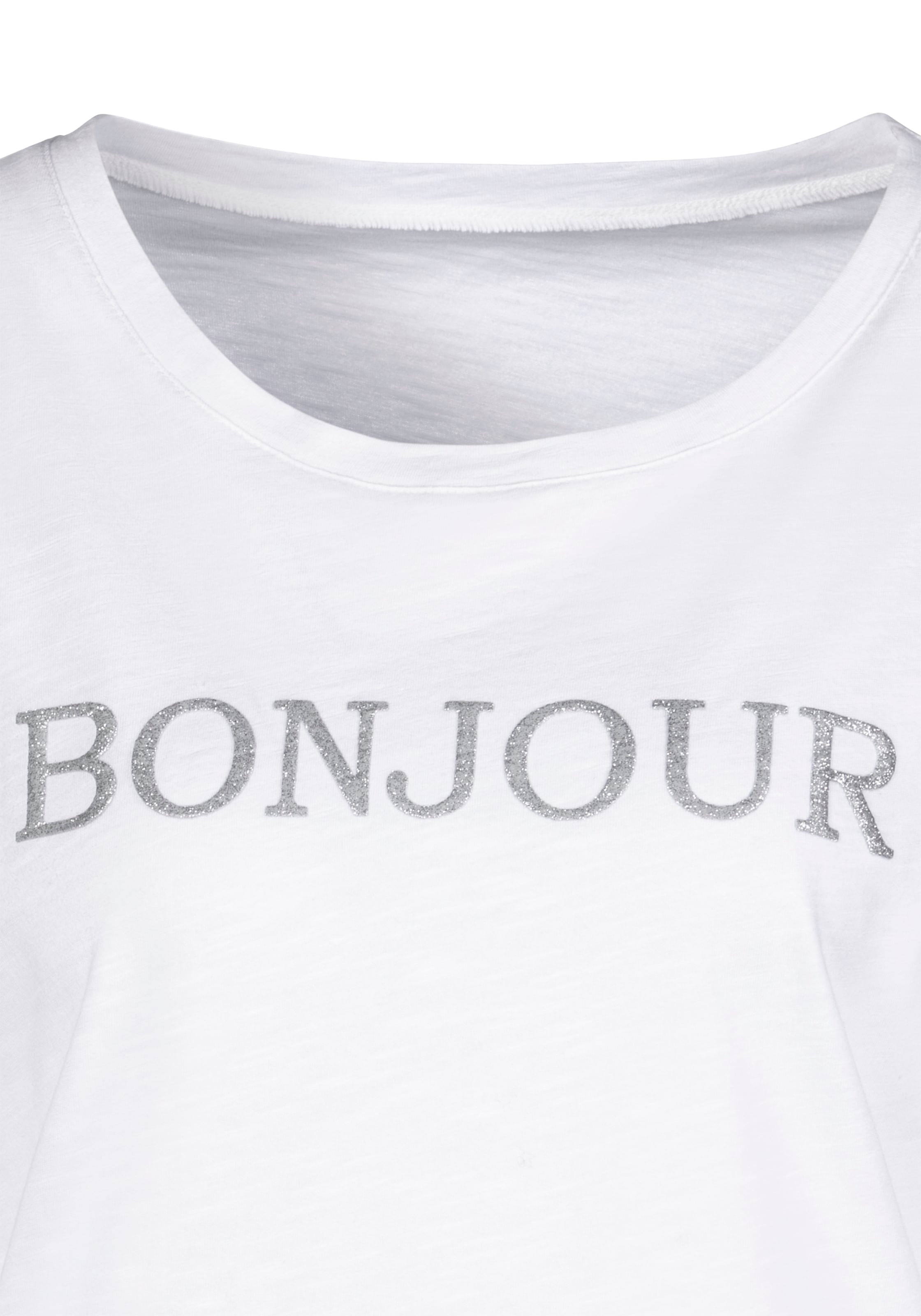 Vivance T-Shirt »mit Frontdruck "Bonjour"« aus weicher Baumwoll-Qualität