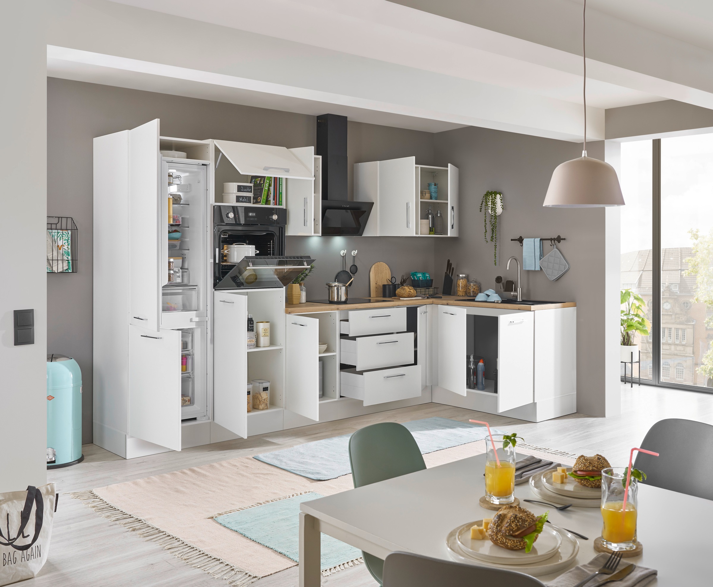 BASIC by Balculina Winkelküche »Turin«, Stellbreite 330x175 cm, wahlweise mit E-Geräten