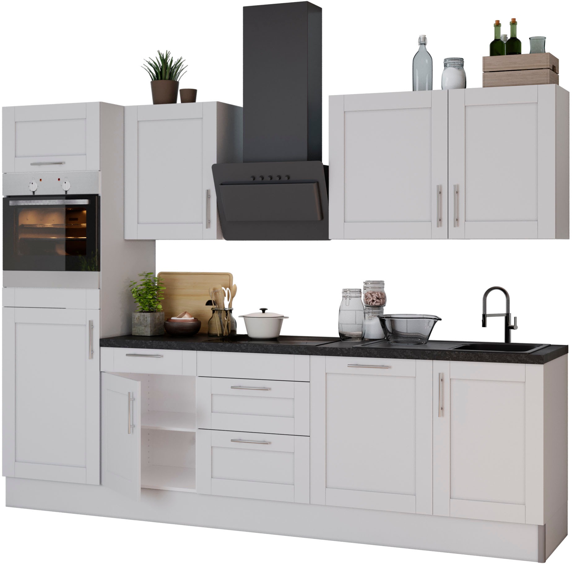 Küche Breite »Ahus«, Close 280 cm,wahlw. mit bestellen E-Geräten,Soft OPTIFIT Funktion,MDF online Fronten