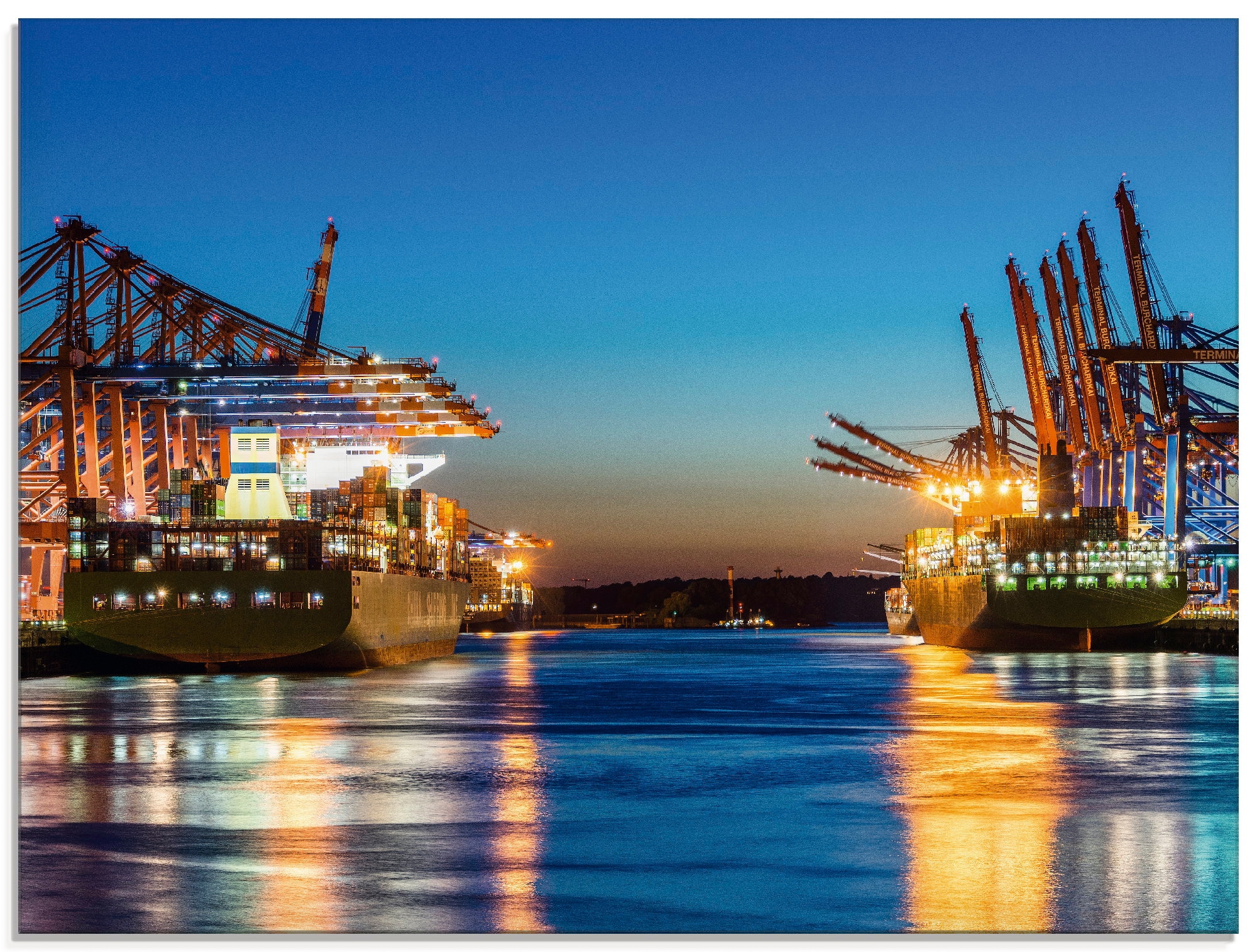 Artland Glasbild »Hamburg Hafen am Abend 2«, Deutschland, (1 St.), in versc günstig online kaufen