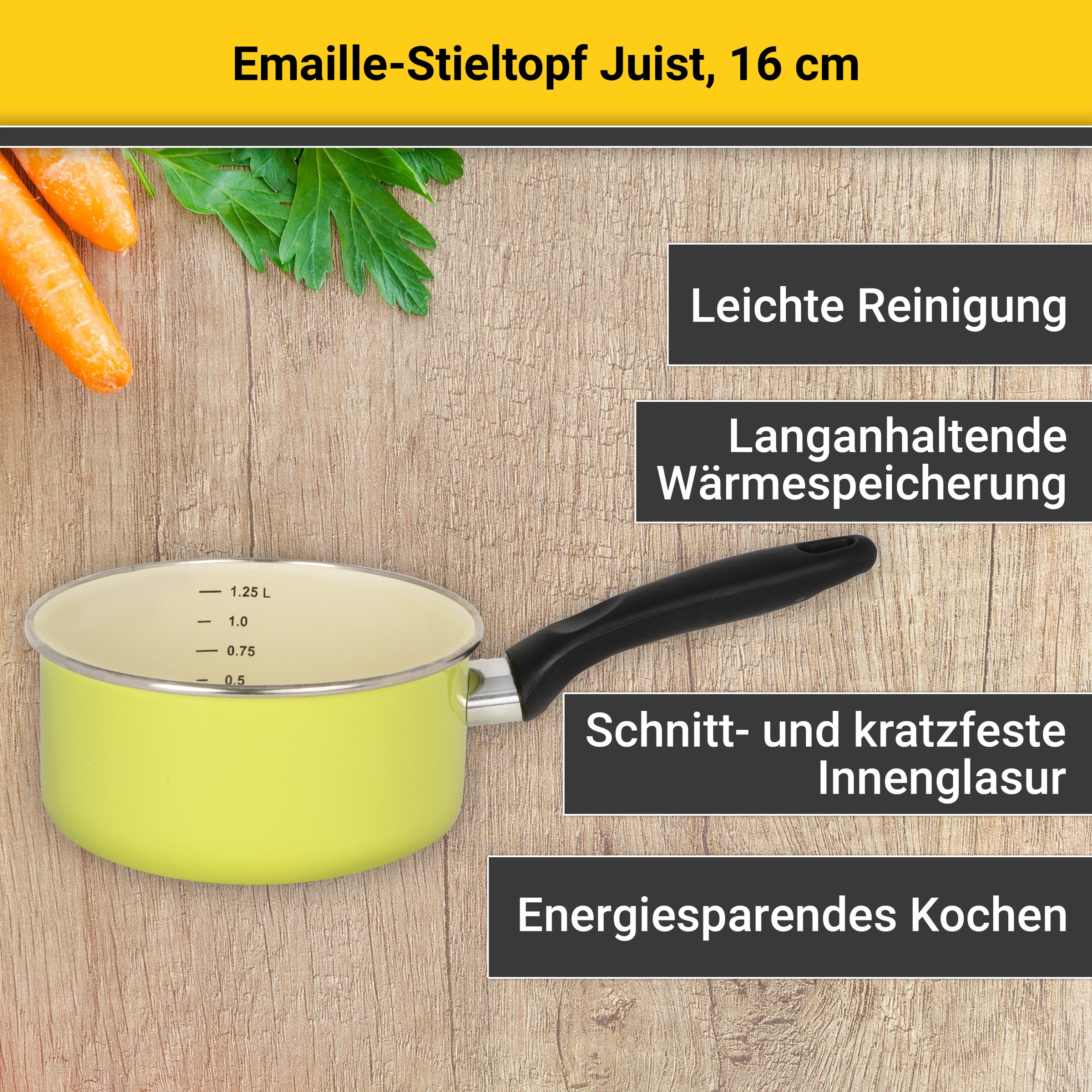 Krüger Kasserolle »Juist«, Emaille, (1 tlg.), Ø 16 cm, Induktion