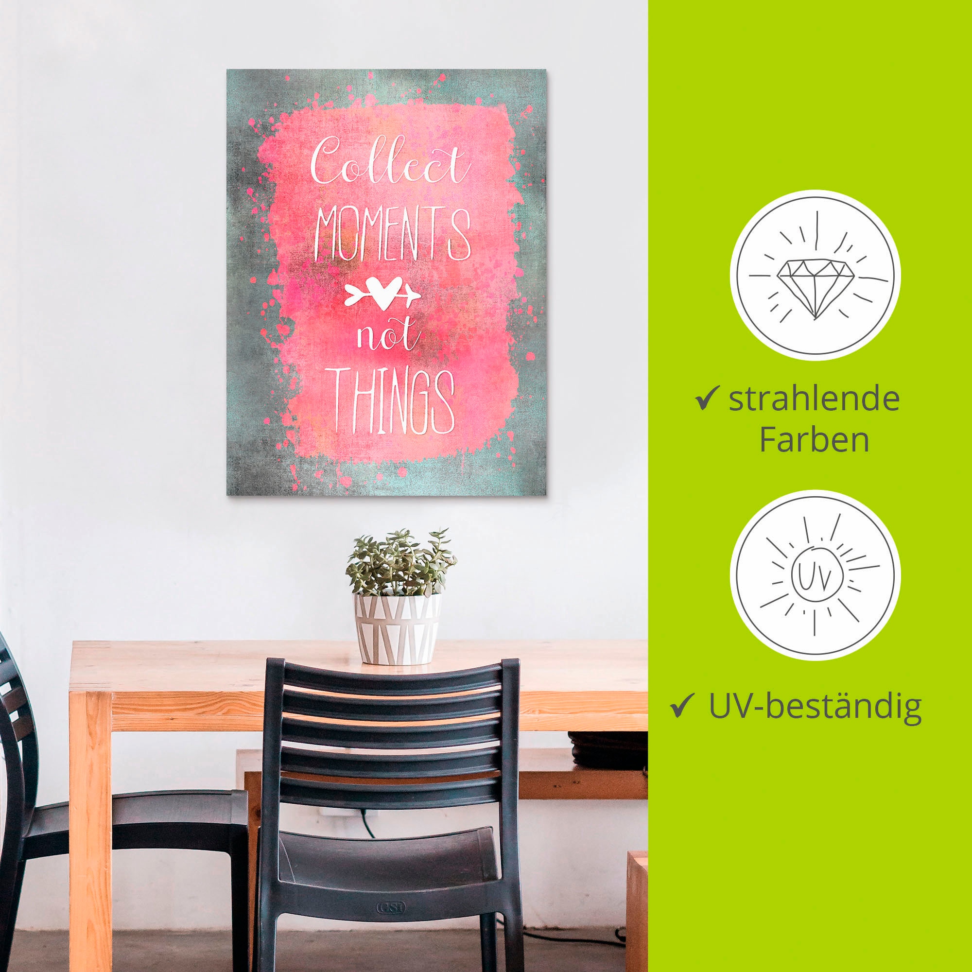 Artland Wandbild »Momente« Sprüche & Texte 1 Stk. tlg. für Innen- und Außenbereich geeignet, Outdoorbild