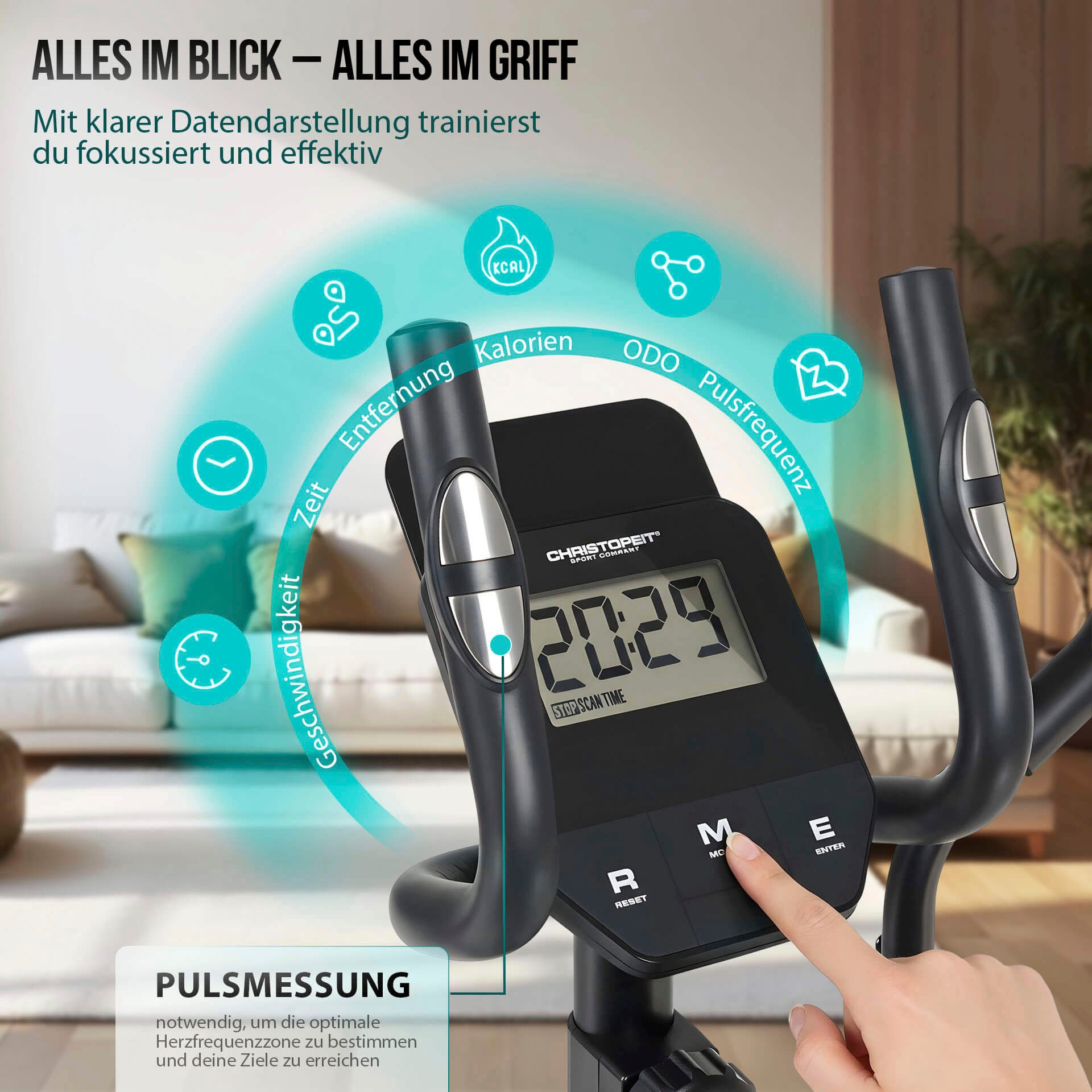 Christopeit Sport® Crosstrainer »Crosstrainer CT 5« 120 kg max. Benutzergewicht, 15 Widerstandsstufen