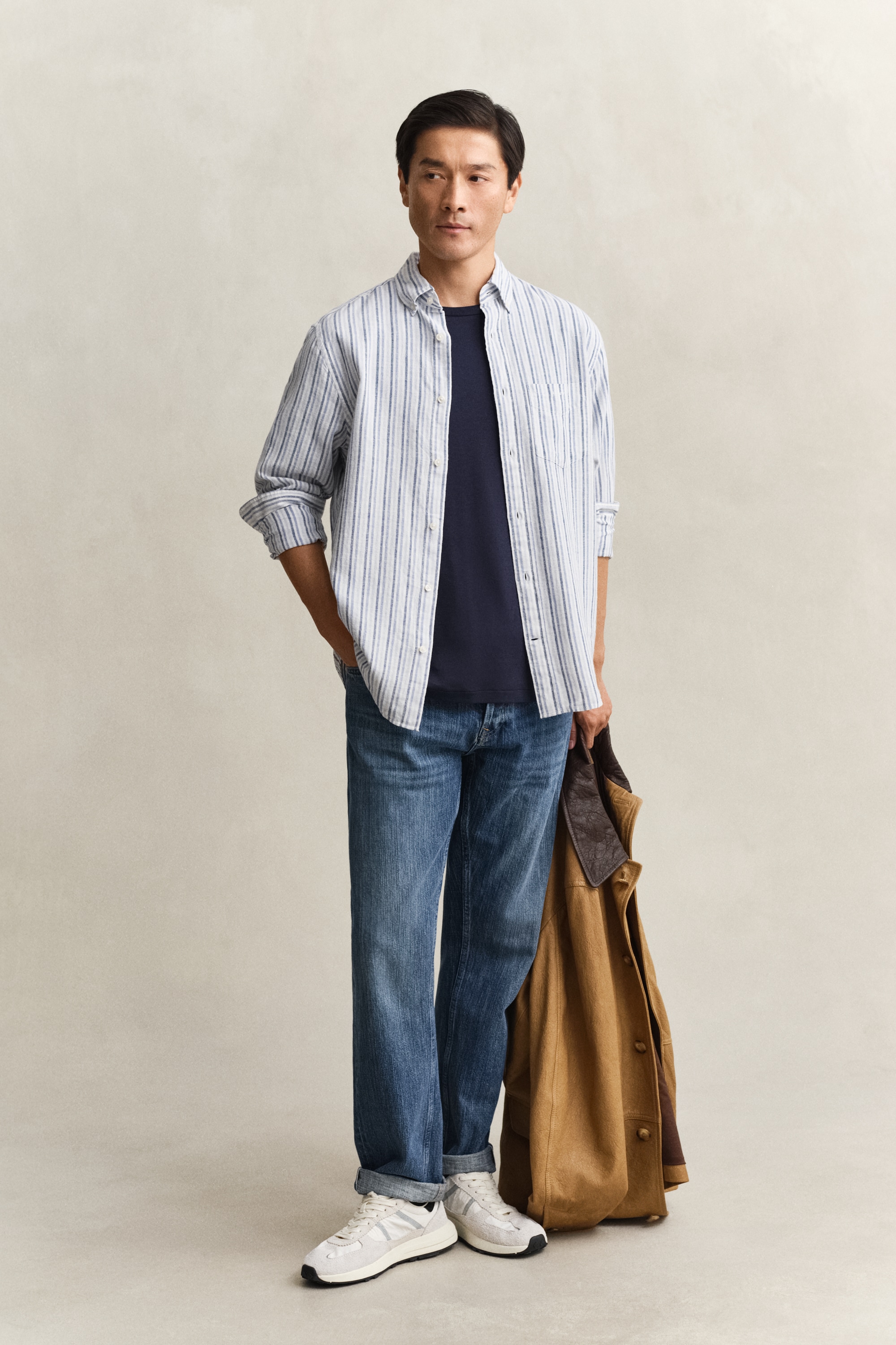 Gant Langarmhemd »REGULAR COTTON LINEN STRIPE« Regular fit mit Button-Down-Kragen