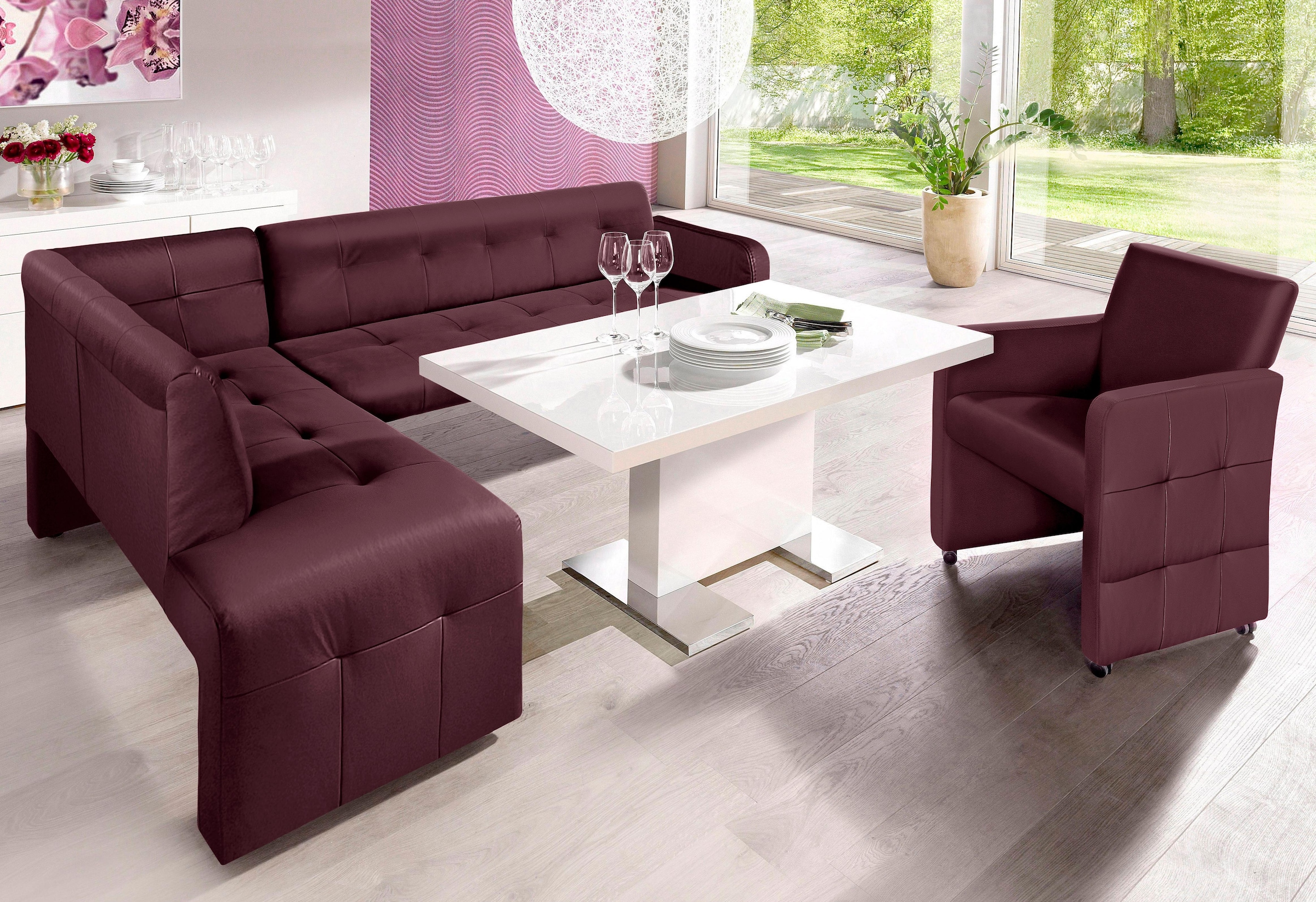 exxpo - sofa fashion Essbank »Barista, bequem und elegant, hohe Bodenfreiheit«, Eckbank Barista bequem und elegant, hochwertige Detailverarbeitung