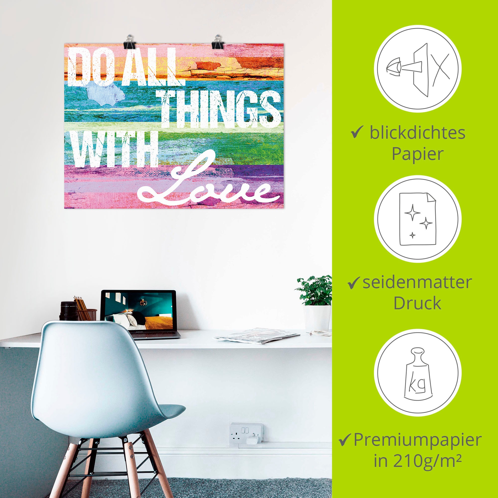 Artland Wandbild »Tu alles mit Liebe« Sprüche & Texte 1 Stk. tlg. als Leinwandbild, Poster in verschied. Größen
