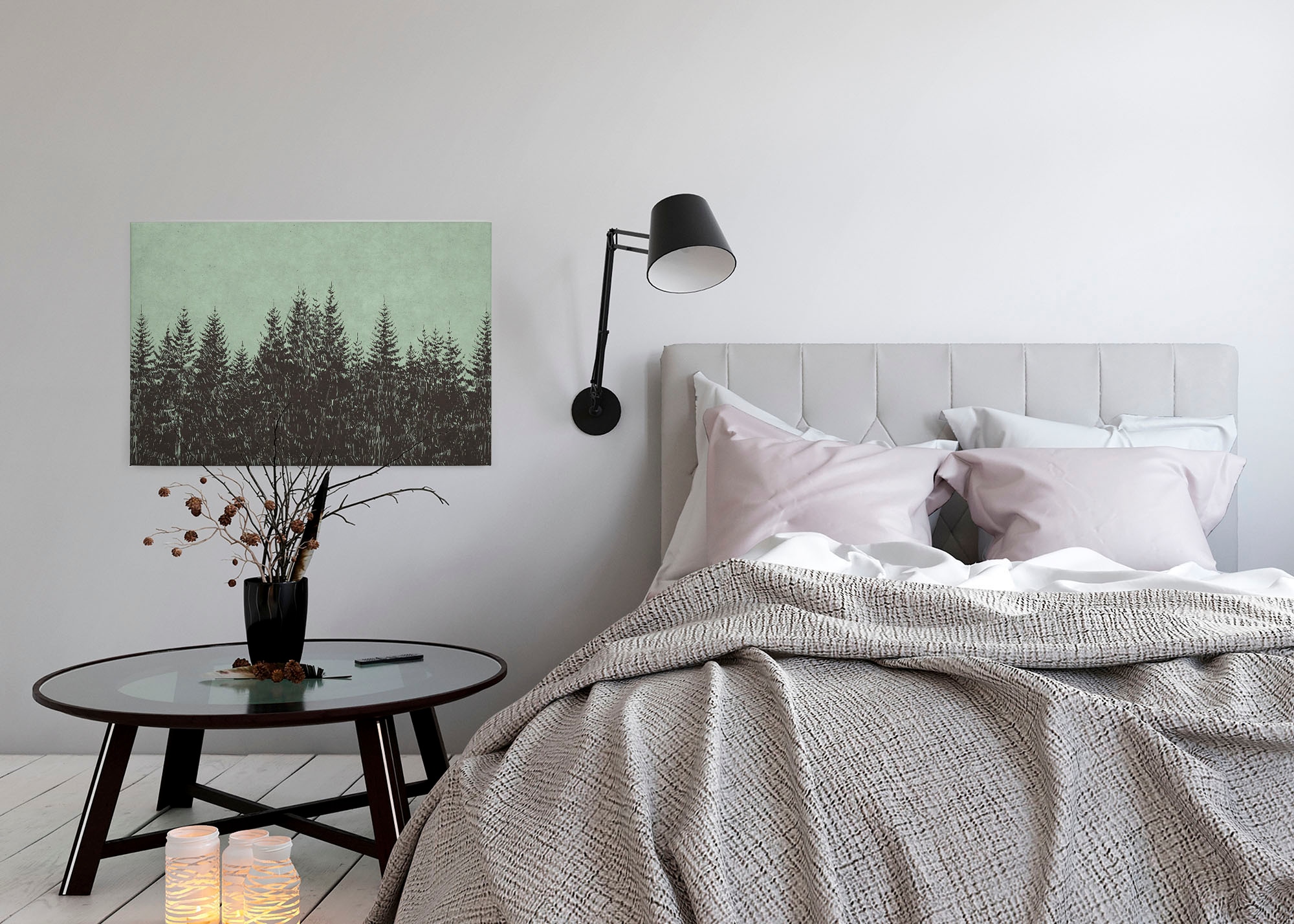 A.S. Création Leinwandbild »black forest«, Kunst-Wald-Kinder, (1 St.), Wald Bild Keilrahmen Leinwand-Bild Wohnzimmer modern Wandbild Kinder
