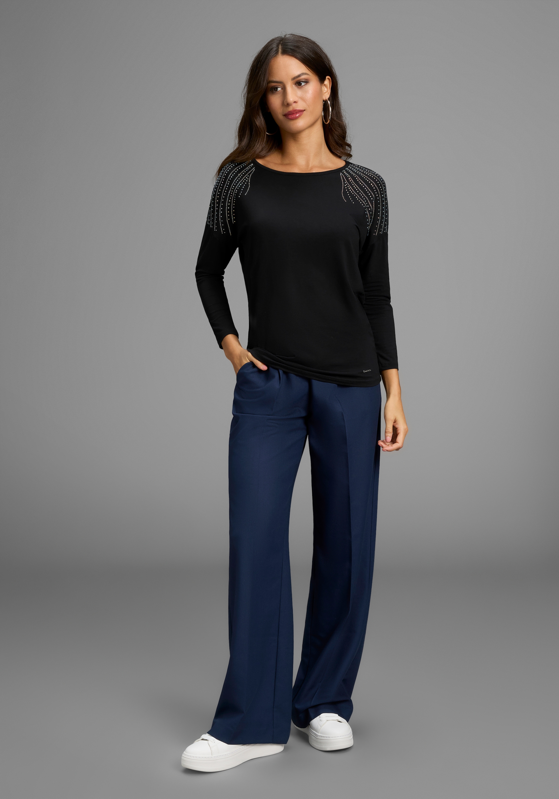 Laura Scott 3/4-Arm-Shirt mit Glitzersteinchen-Detail