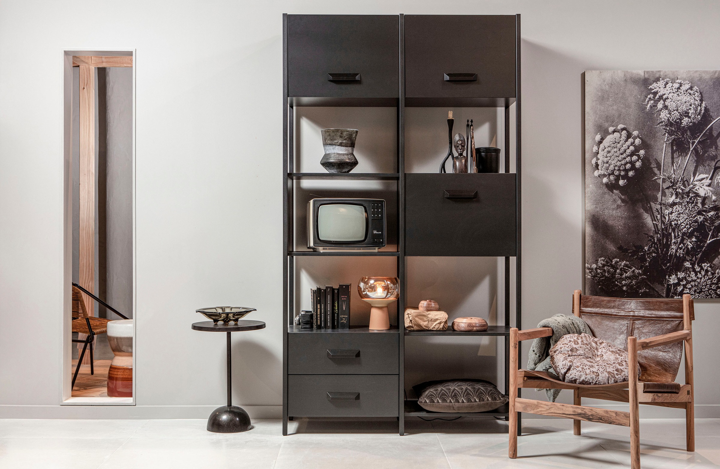 WOOOD Regal »Legacy«, mit Schubladen, H 221 cm x B 125 cm