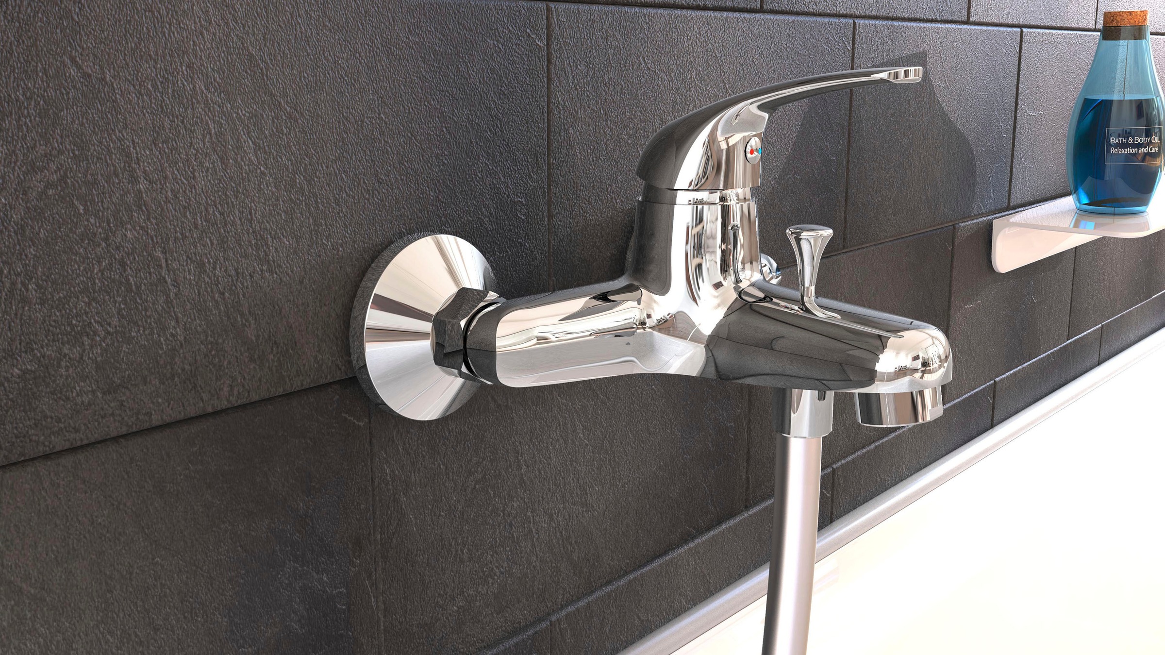 Schütte Wannenmischeinheit »ATHOS« auswechselbare 35mm Keramik-Kartusche, Brauseschlauchanschluss